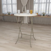 Kathryn 2.63-Foot Round Granite White Plastic Bar Height Folding Table