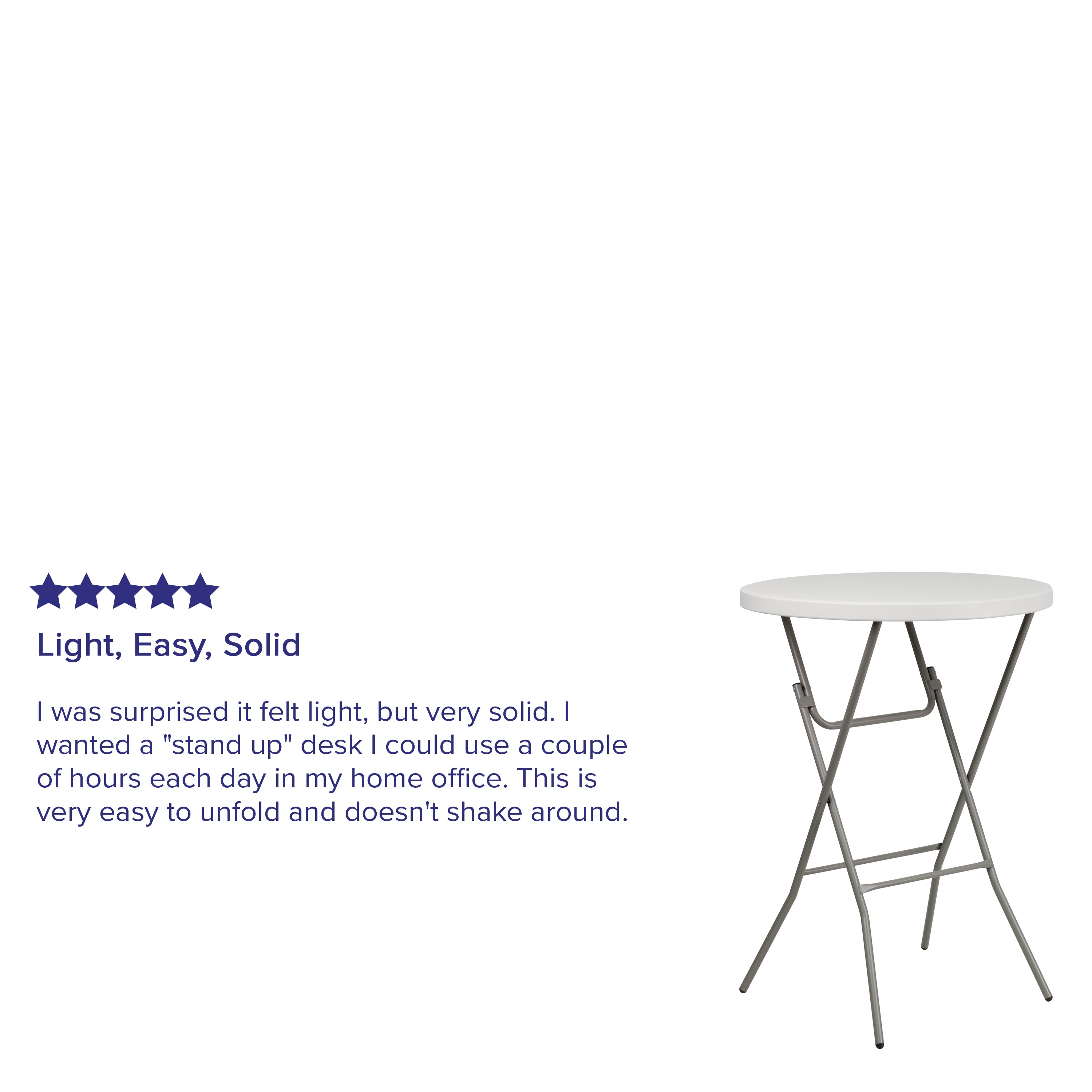 Kathryn 2.63-Foot Round Granite White Plastic Bar Height Folding Table