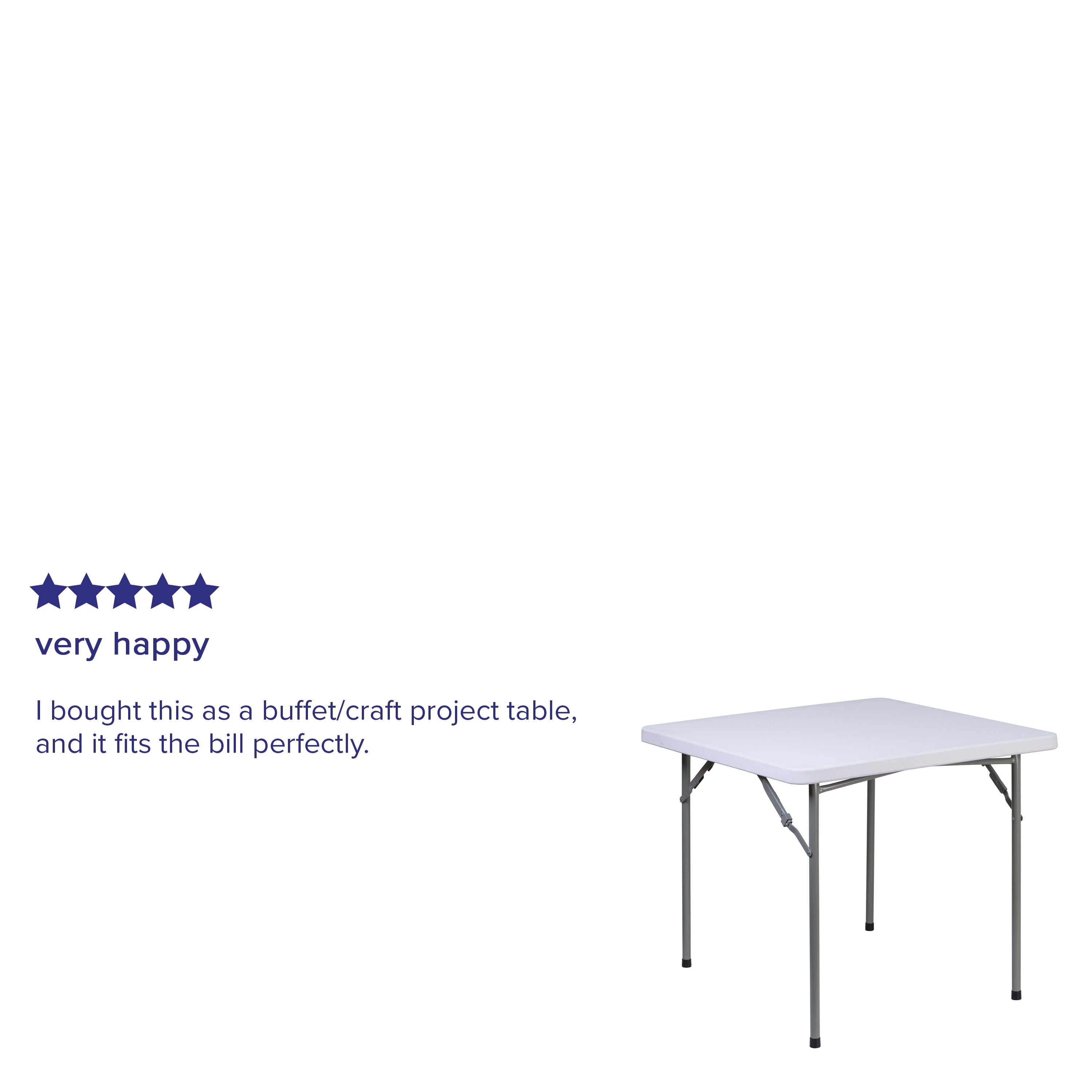 Kathryn 2.81-Foot Square Granite White Plastic Folding Table