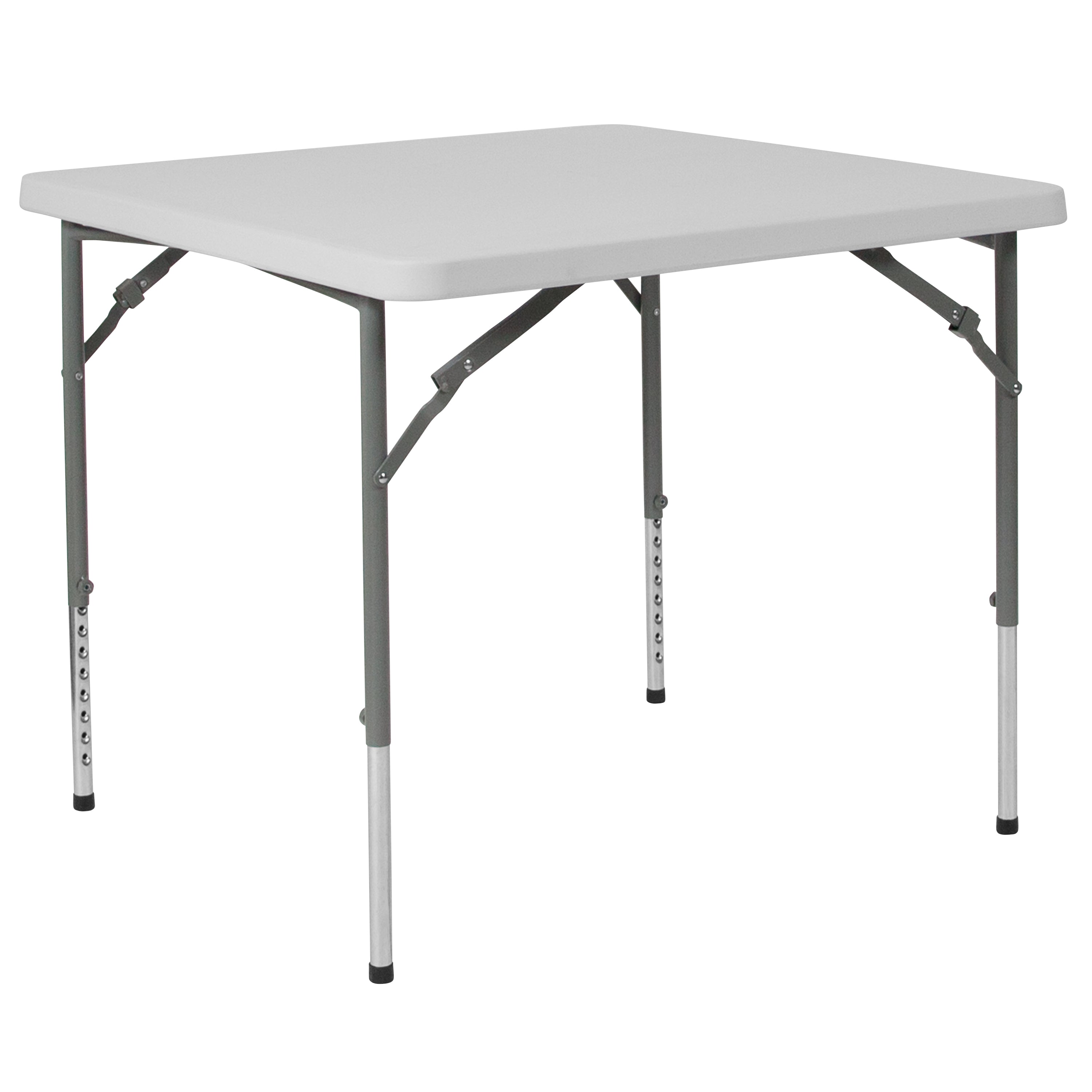 Kathryn 2.79-Foot Square Height Adjustable Granite White Plastic Folding Table