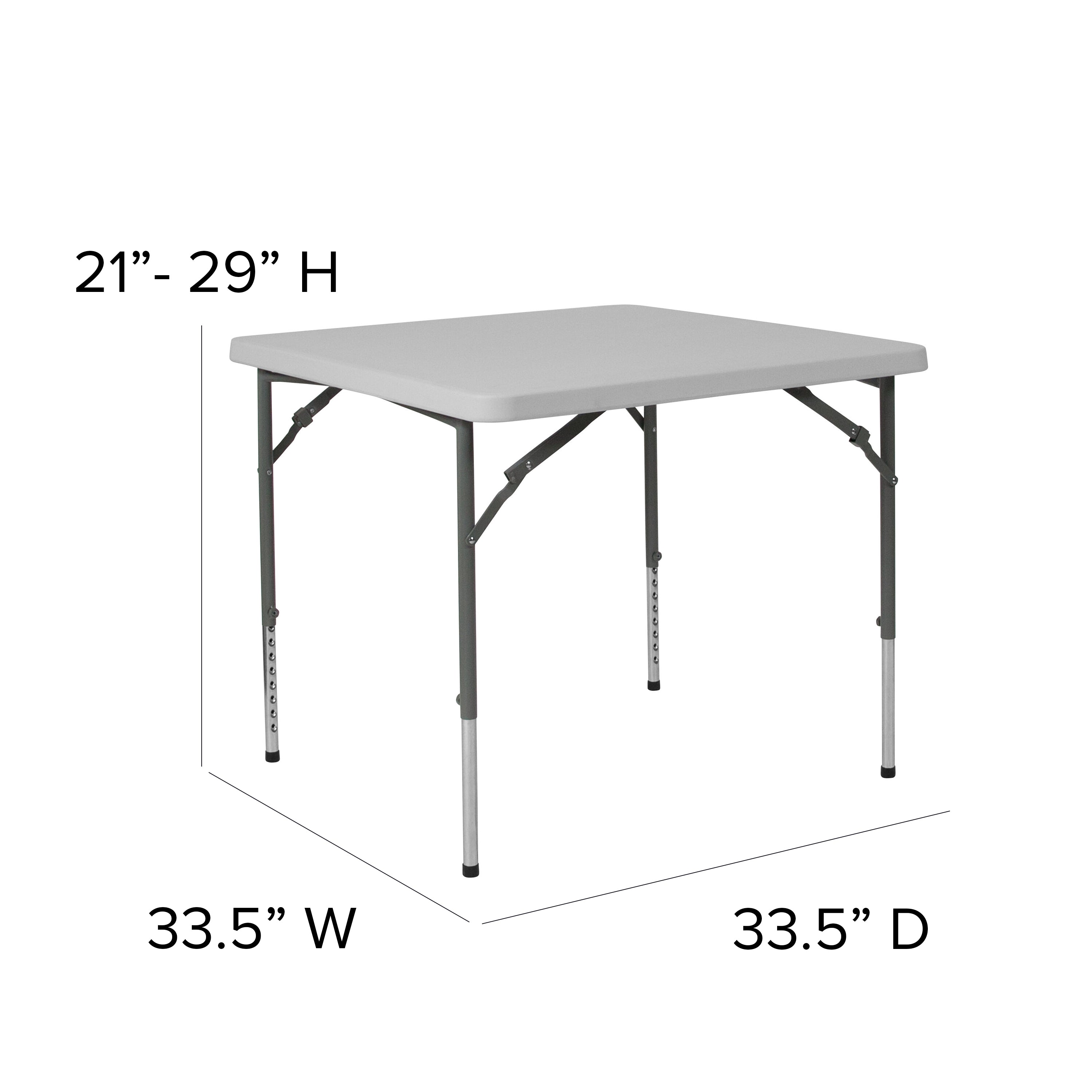 Kathryn 2.79-Foot Square Height Adjustable Granite White Plastic Folding Table