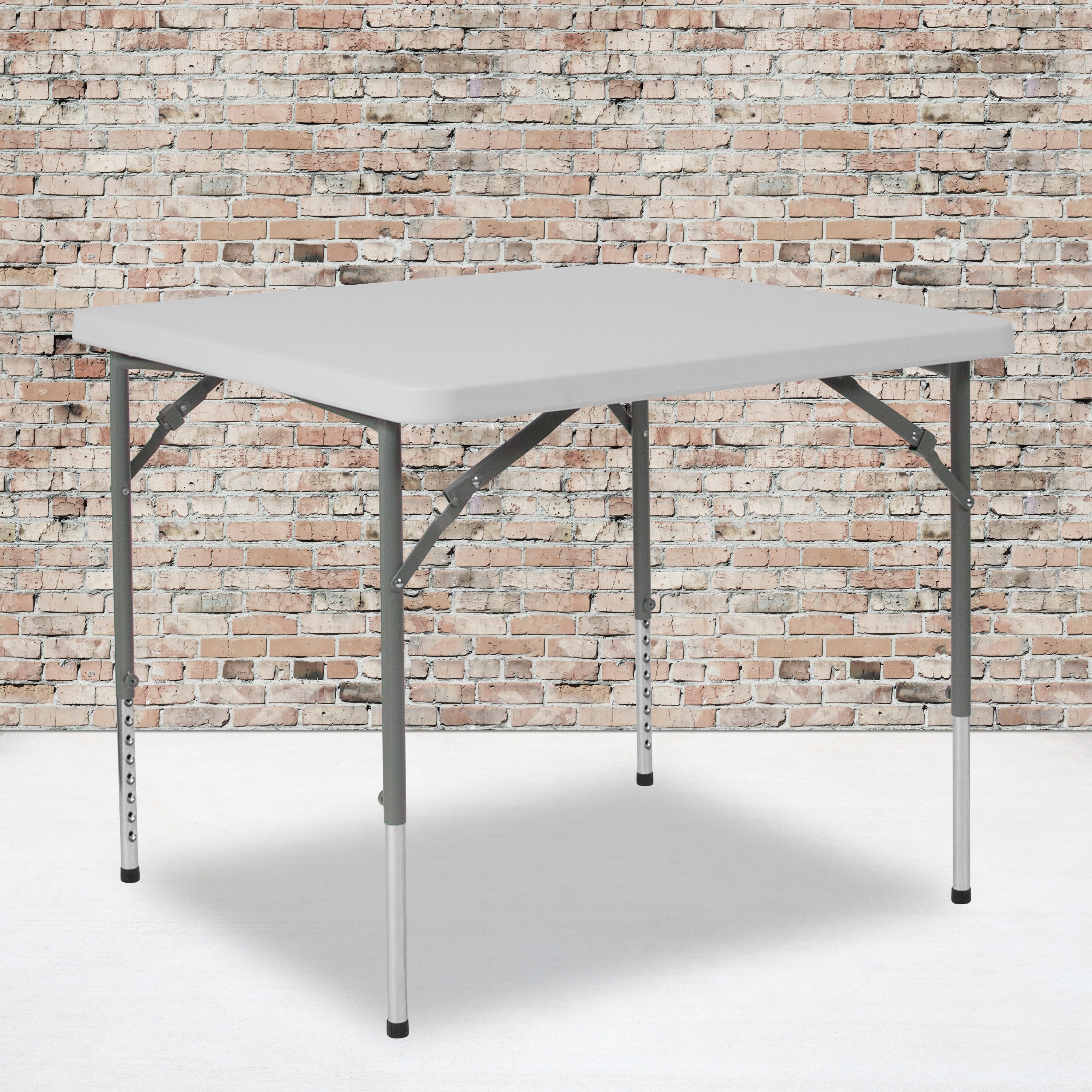 Kathryn 2.79-Foot Square Height Adjustable Granite White Plastic Folding Table