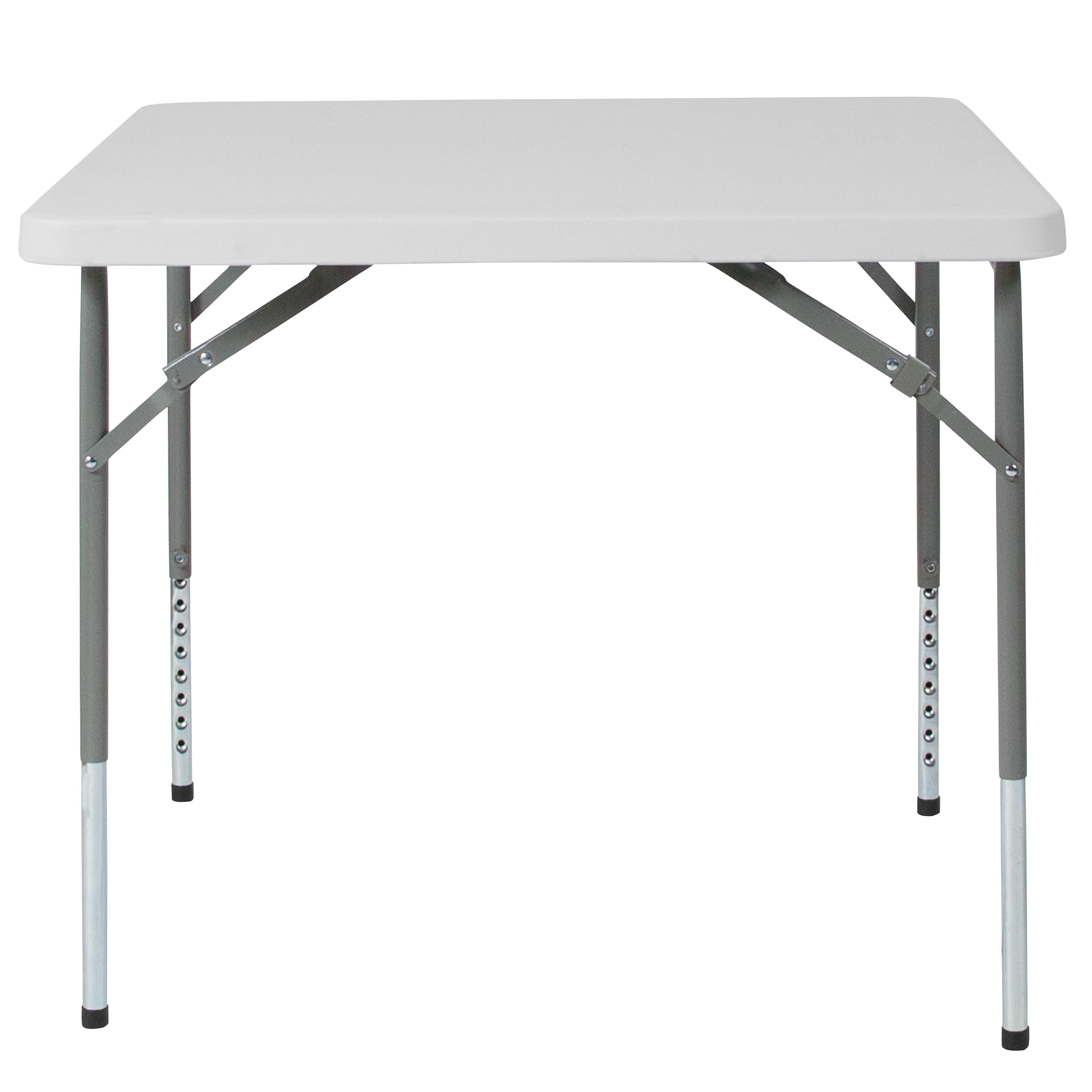 Kathryn 2.79-Foot Square Height Adjustable Granite White Plastic Folding Table