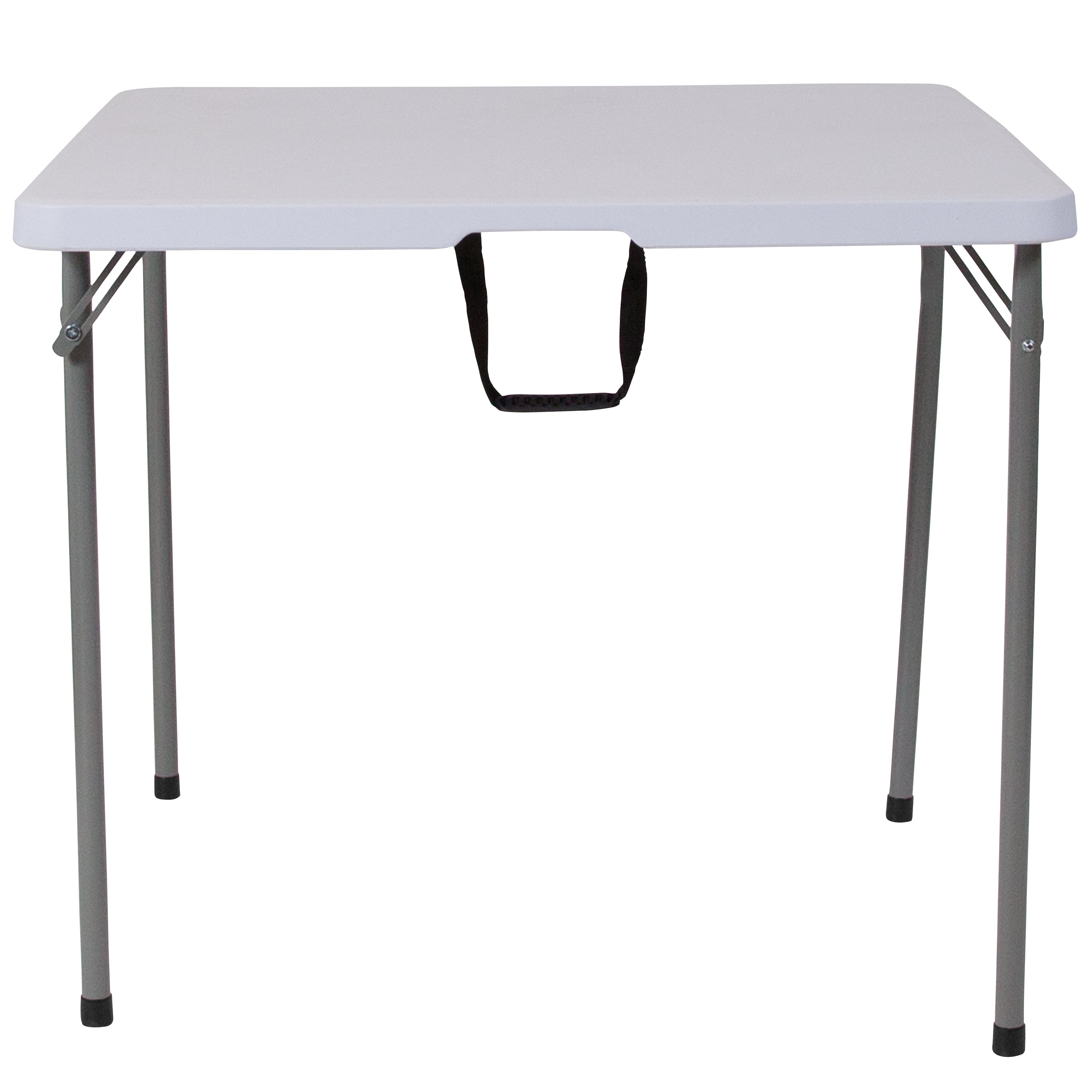 Kathryn 2.79-Foot Square Bi-Fold Granite White Plastic Folding Table with Carrying Handle