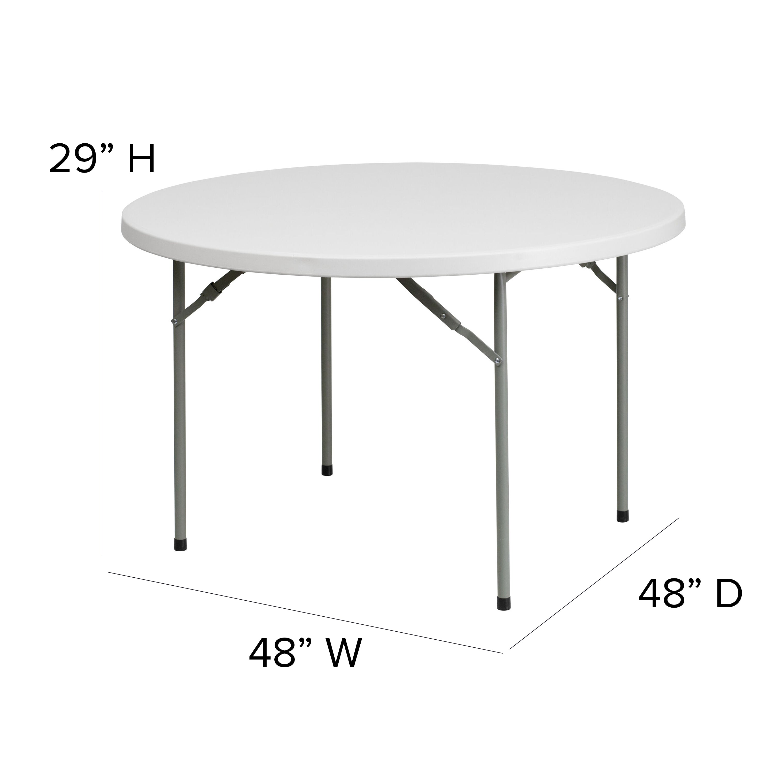 Kathryn 4-Foot Round Granite White Plastic Folding Table