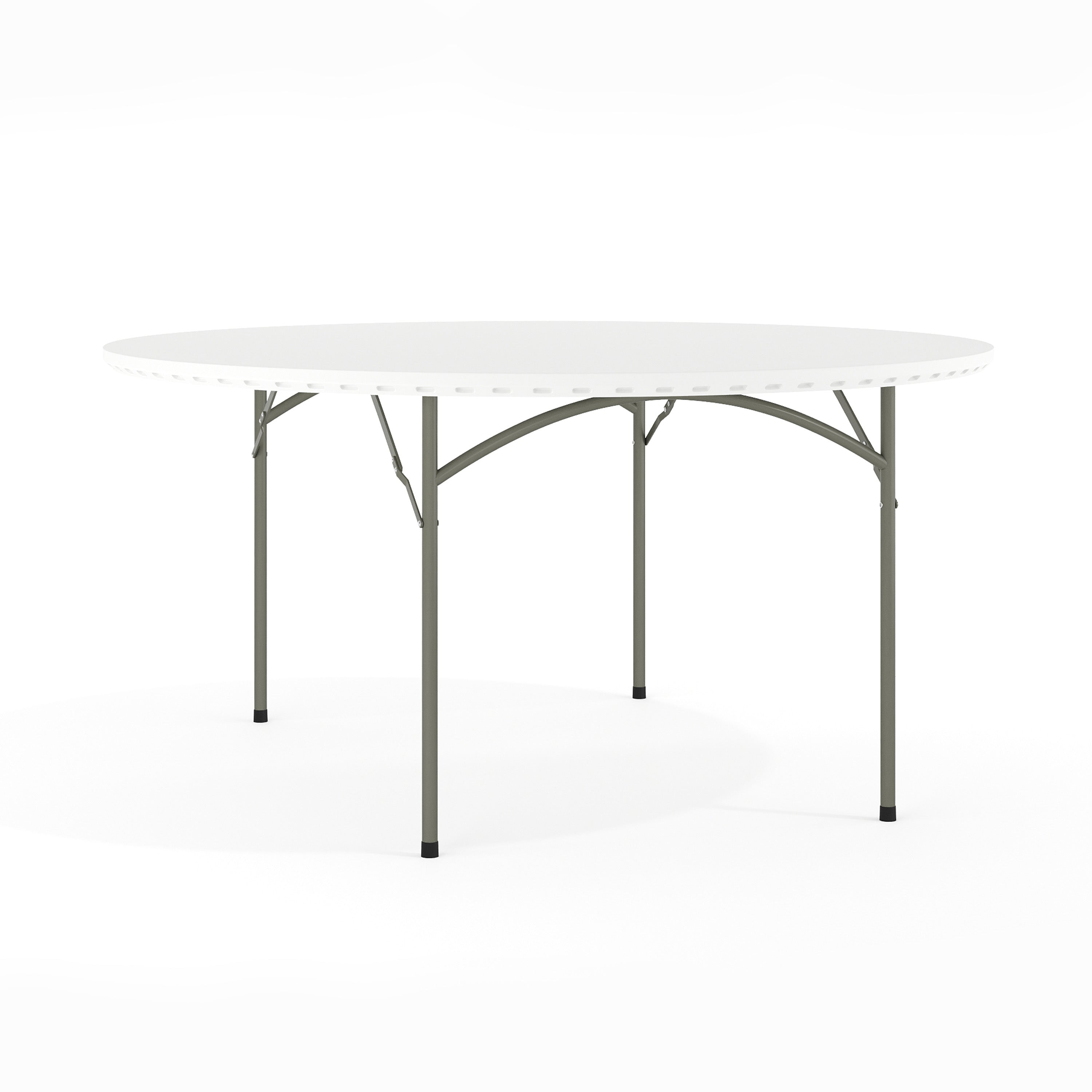 Kathryn 5-Foot Round Granite White Plastic Folding Table, Commercial Grade Round Table for 8 Guests