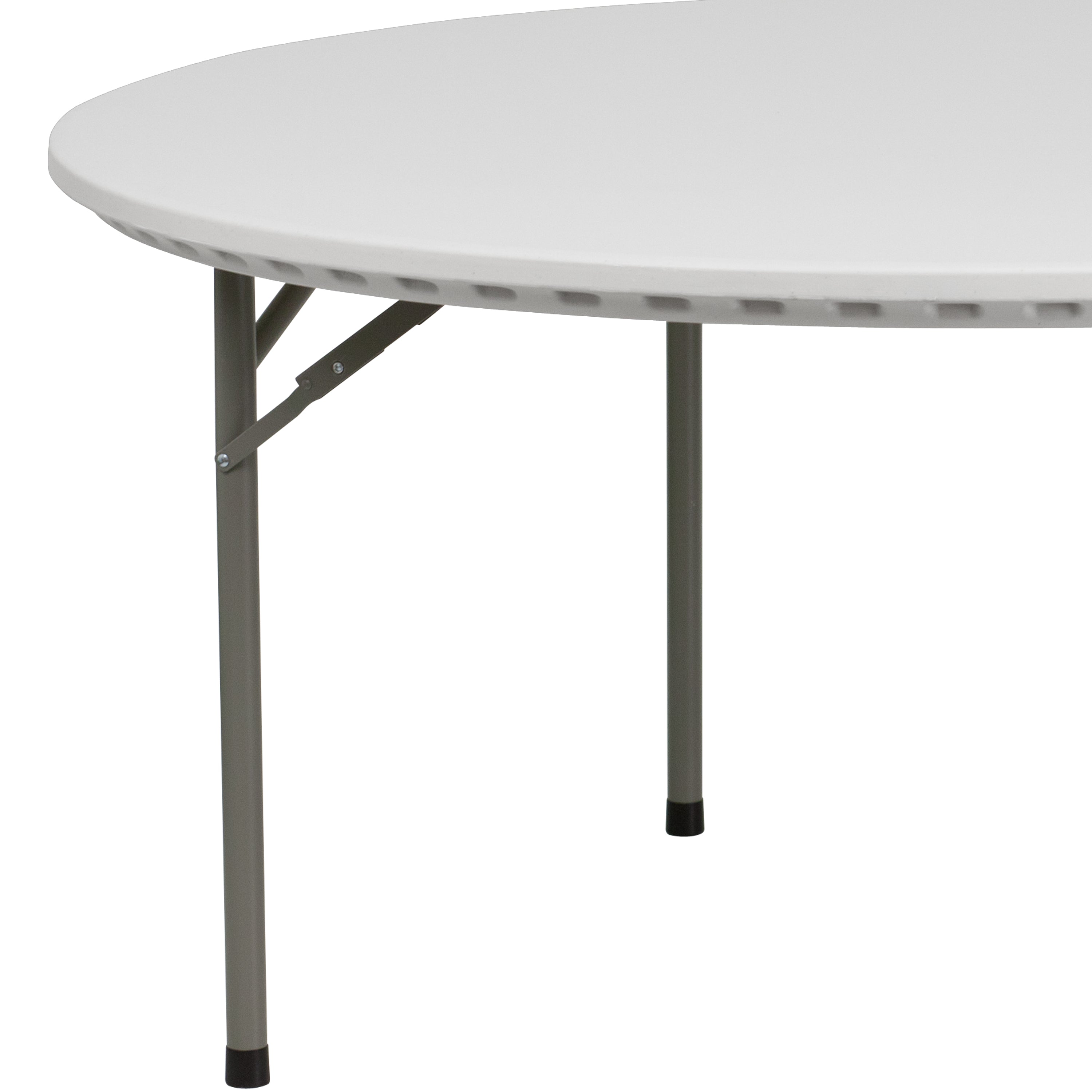 Kathryn 5-Foot Round Granite White Plastic Folding Table, Commercial Grade Round Table for 8 Guests