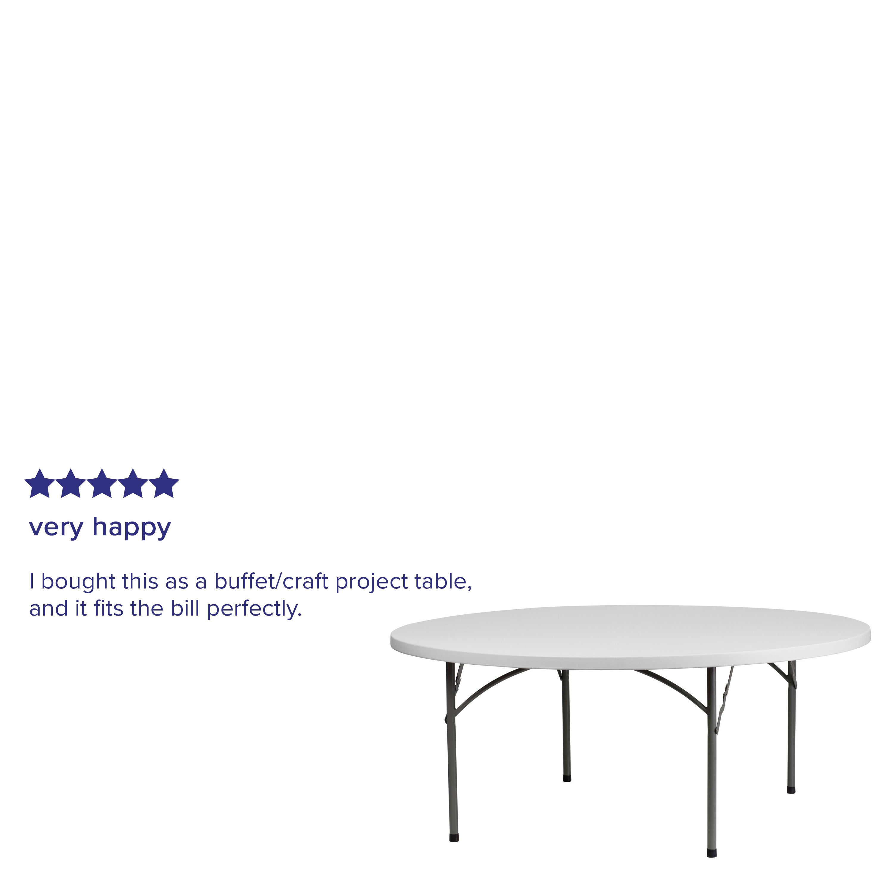 Kathryn 6-Foot Round Granite White Plastic Folding Table