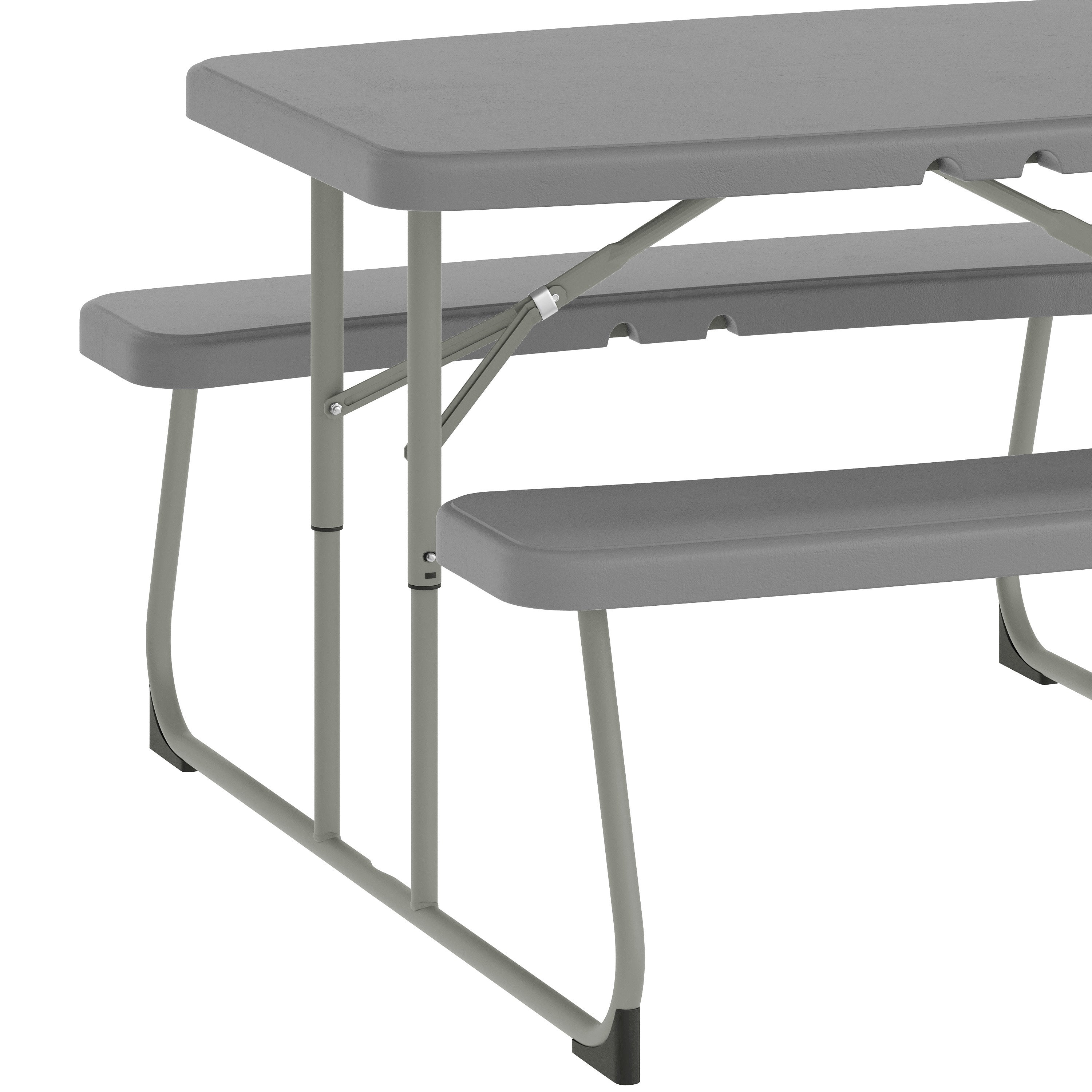 Paige Easy-Fold Gray Folding Plastic Kids Outdoor Picnic Table and Benches - Commercial Grade - Seating for 4 Kids