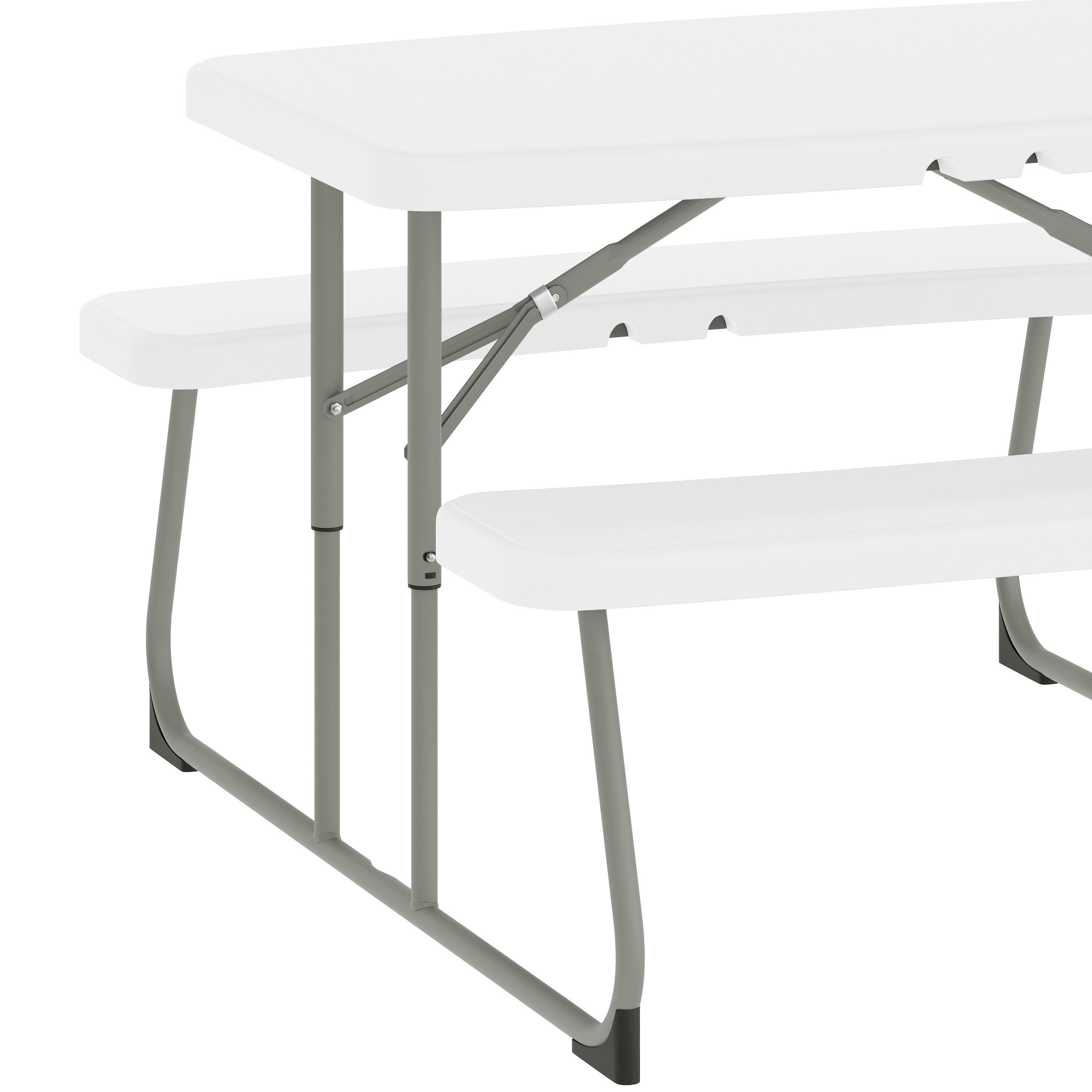 Paige Easy-Fold White Folding Plastic Kids Outdoor Picnic Table and Benches - Commercial Grade - Seating for 4 Kids