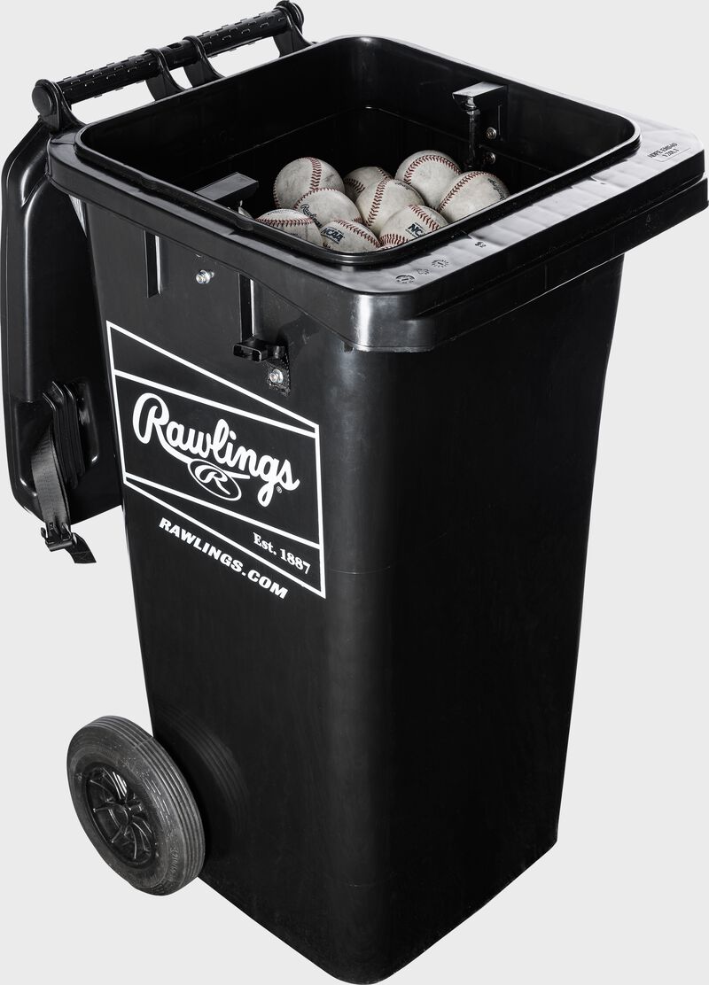 Rawlings Rolling Ball Bin With Spring Loaded Basket - Black