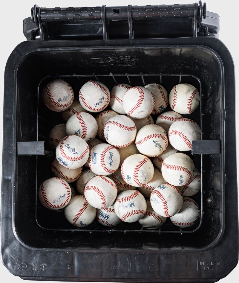 Rawlings Rolling Ball Bin With Spring Loaded Basket - Black