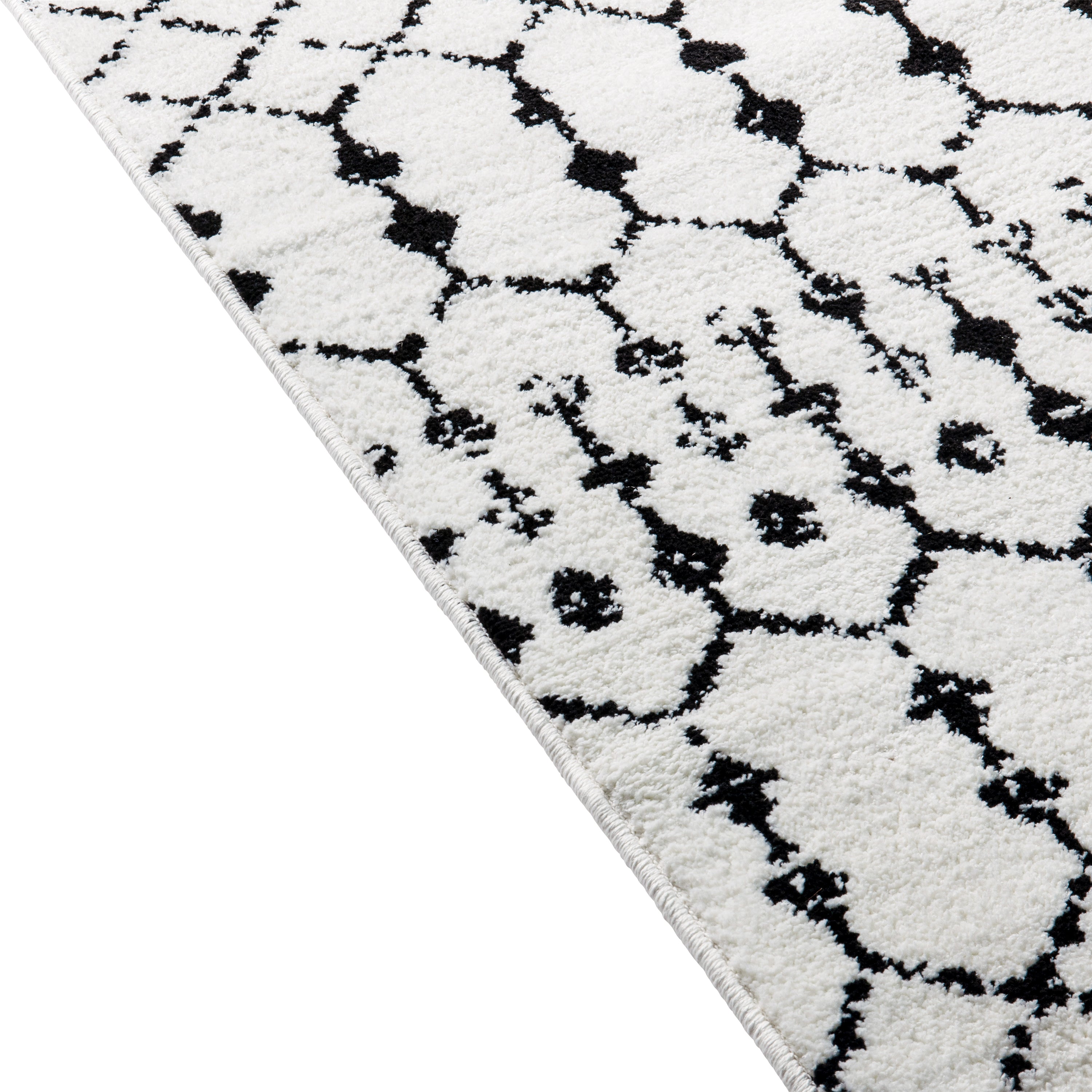 Beth Geometric Bohemian Low Pile Rug - 2'x6' - Ivory/Black