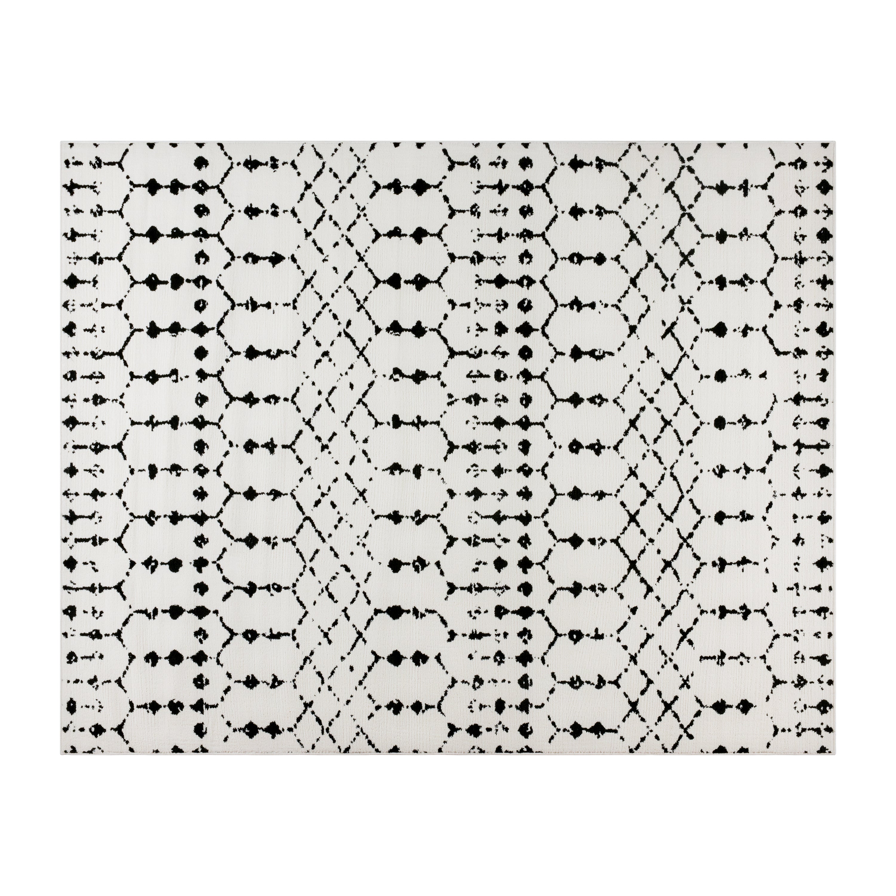Beth Geometric Bohemian Low Pile Rug - 8' x 10' - Ivory/Black