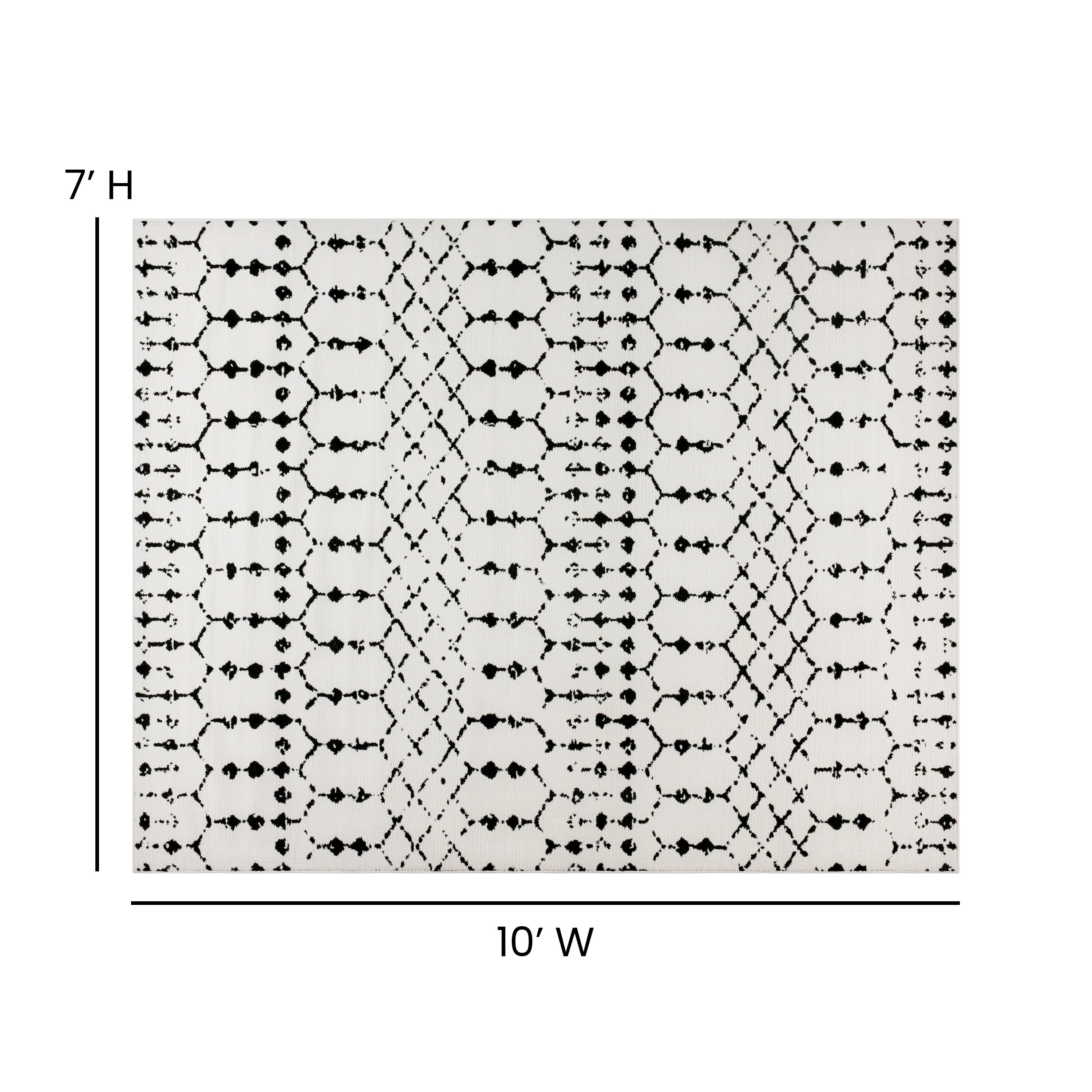 Beth Geometric Bohemian Low Pile Rug - 8' x 10' - Ivory/Black