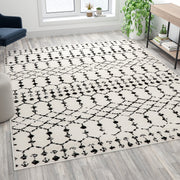 Beth Geometric Bohemian Low Pile Rug - 8' x 10' - Ivory/Black