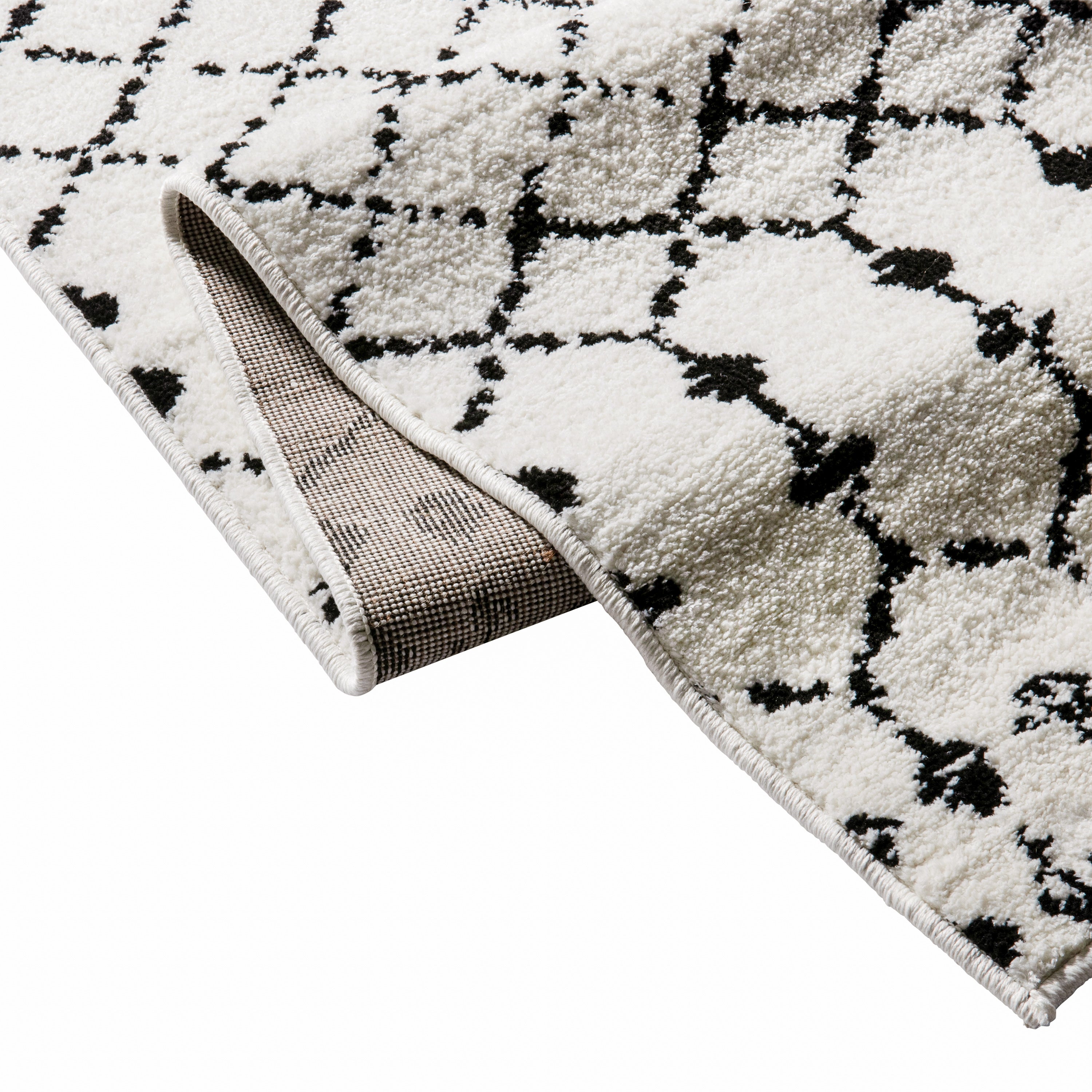 Beth Geometric Bohemian Low Pile Rug - 8' x 10' - Ivory/Black