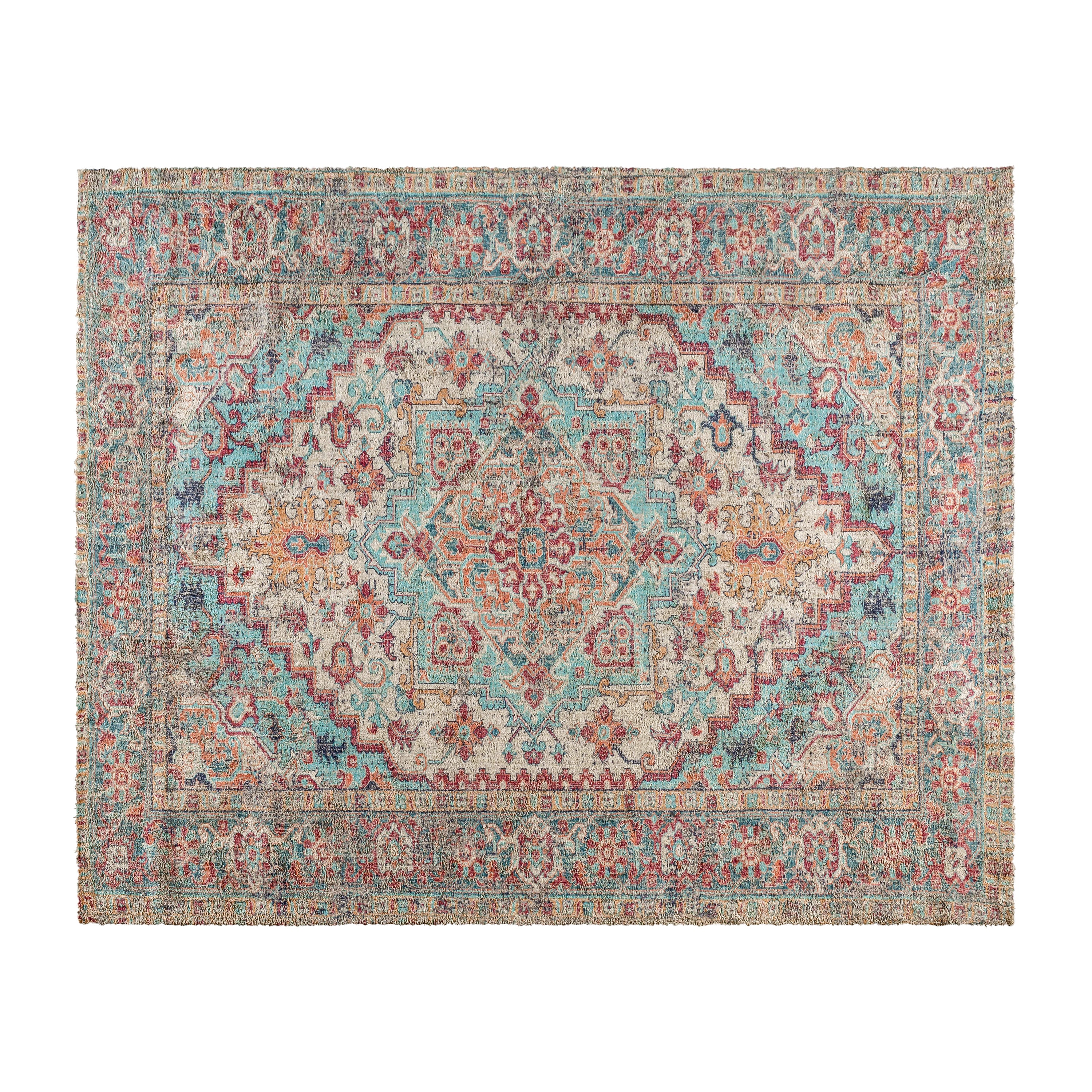 Katherine Distressed Vintage Medallion Area Rug - 8' x 10' - Blue Multi Polyester