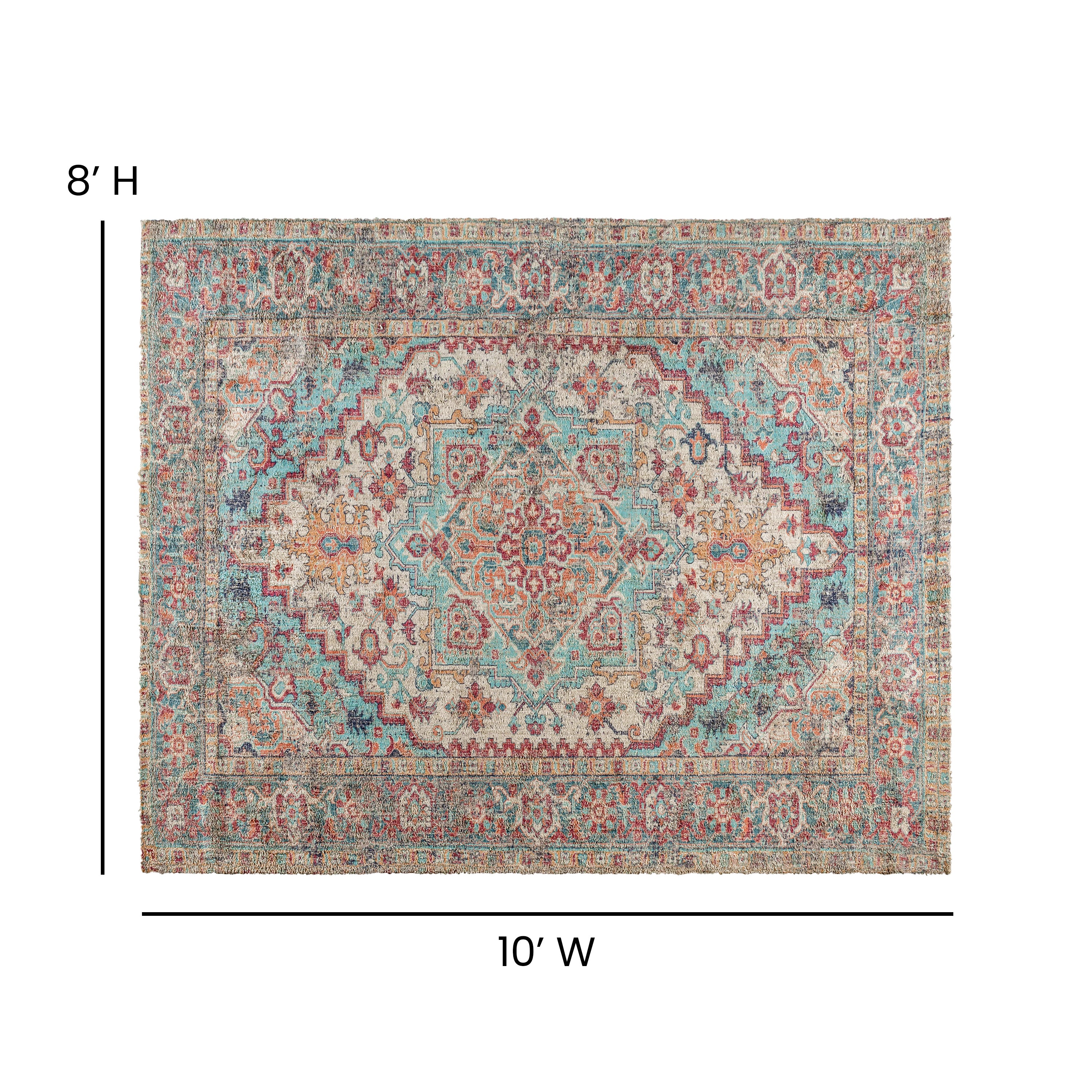 Katherine Distressed Vintage Medallion Area Rug - 8' x 10' - Blue Multi Polyester