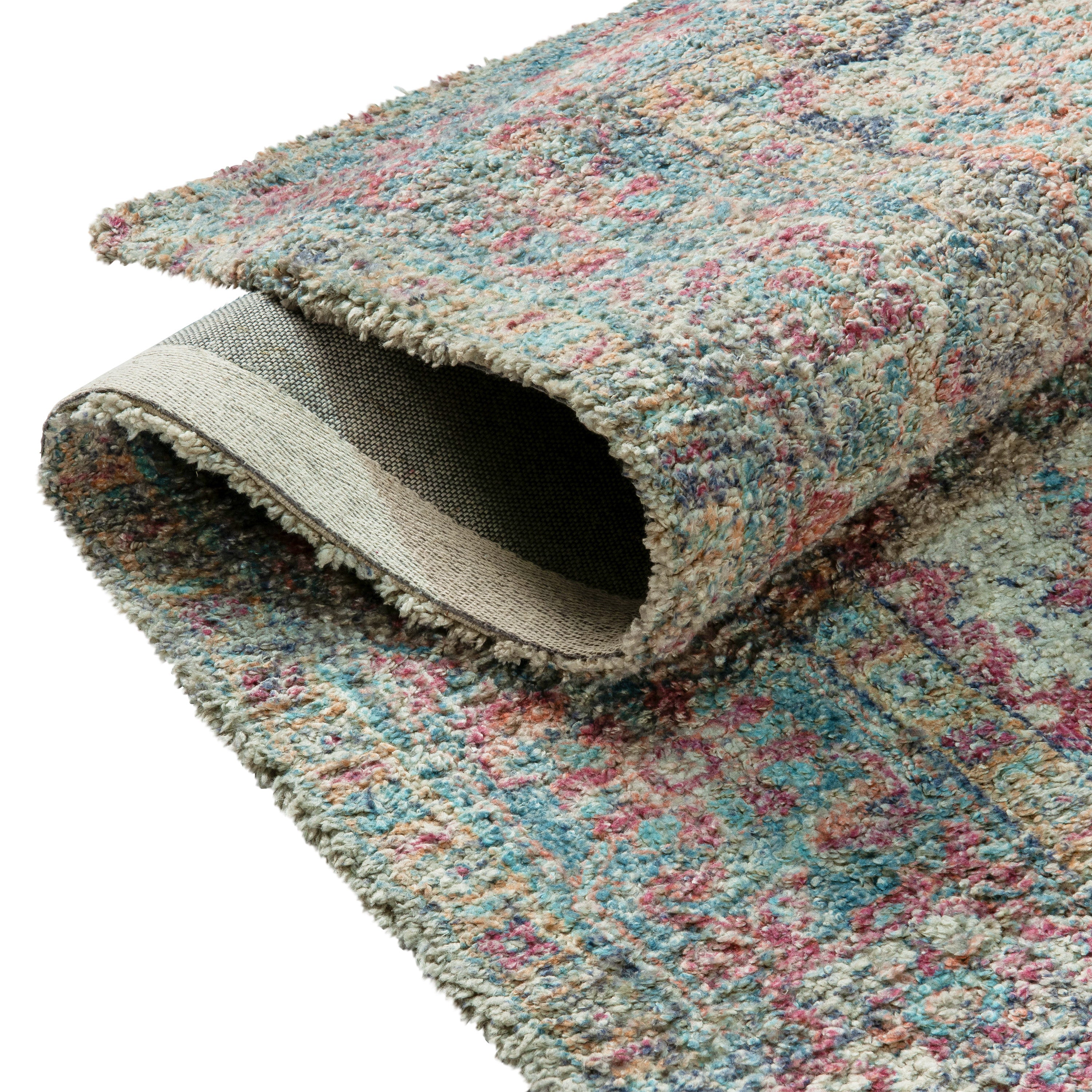 Katherine Distressed Vintage Medallion Area Rug - 8' x 10' - Blue Multi Polyester