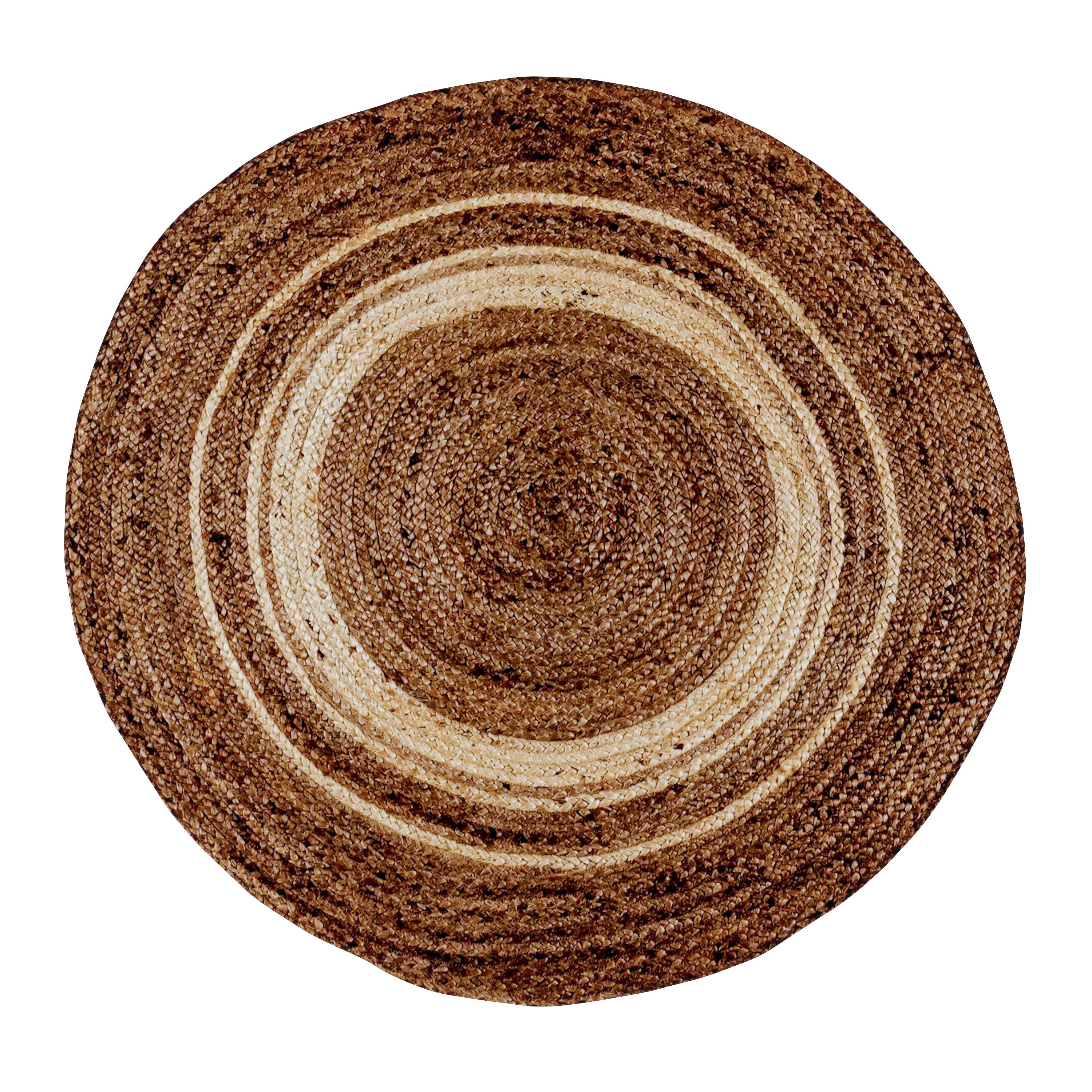 Prima Natural Fiber Jute Area Rug 4 Foot Round - Braided Indoor Jute Rug - Natural Area Rugs