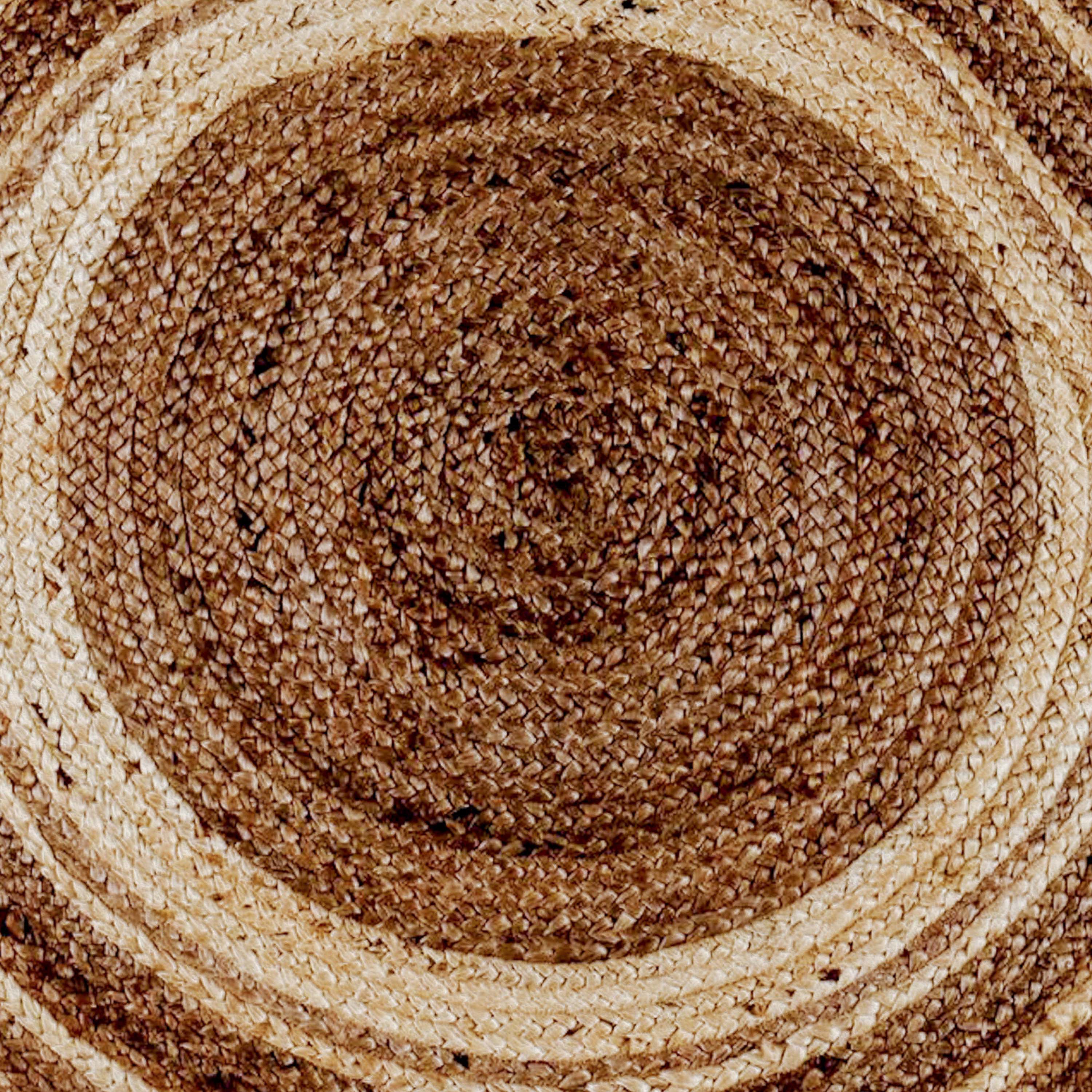 Prima Natural Fiber Jute Area Rug 4 Foot Round - Braided Indoor Jute Rug - Natural Area Rugs