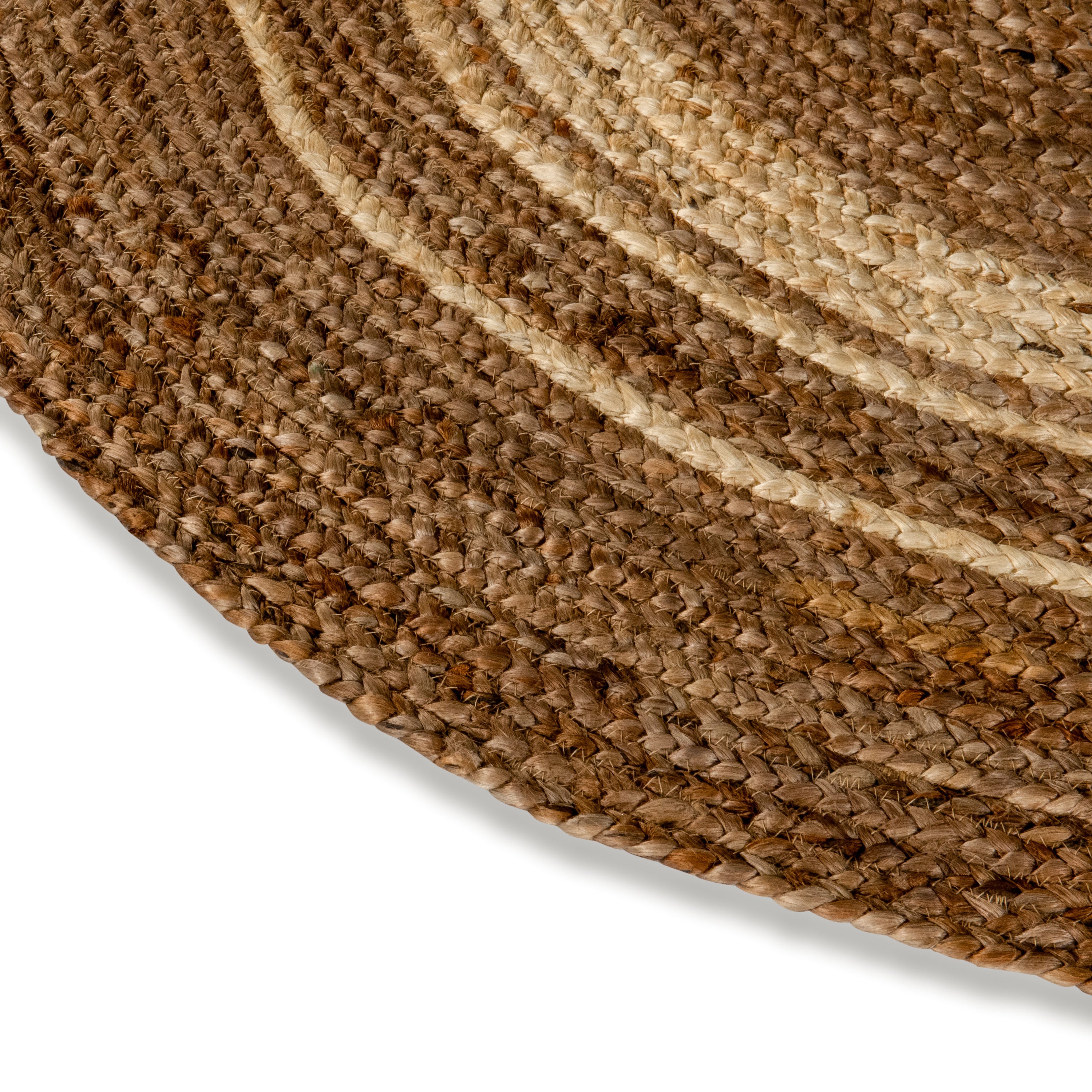 Prima Natural Fiber Jute Area Rug 4 Foot Round - Braided Indoor Jute Rug - Natural Area Rugs