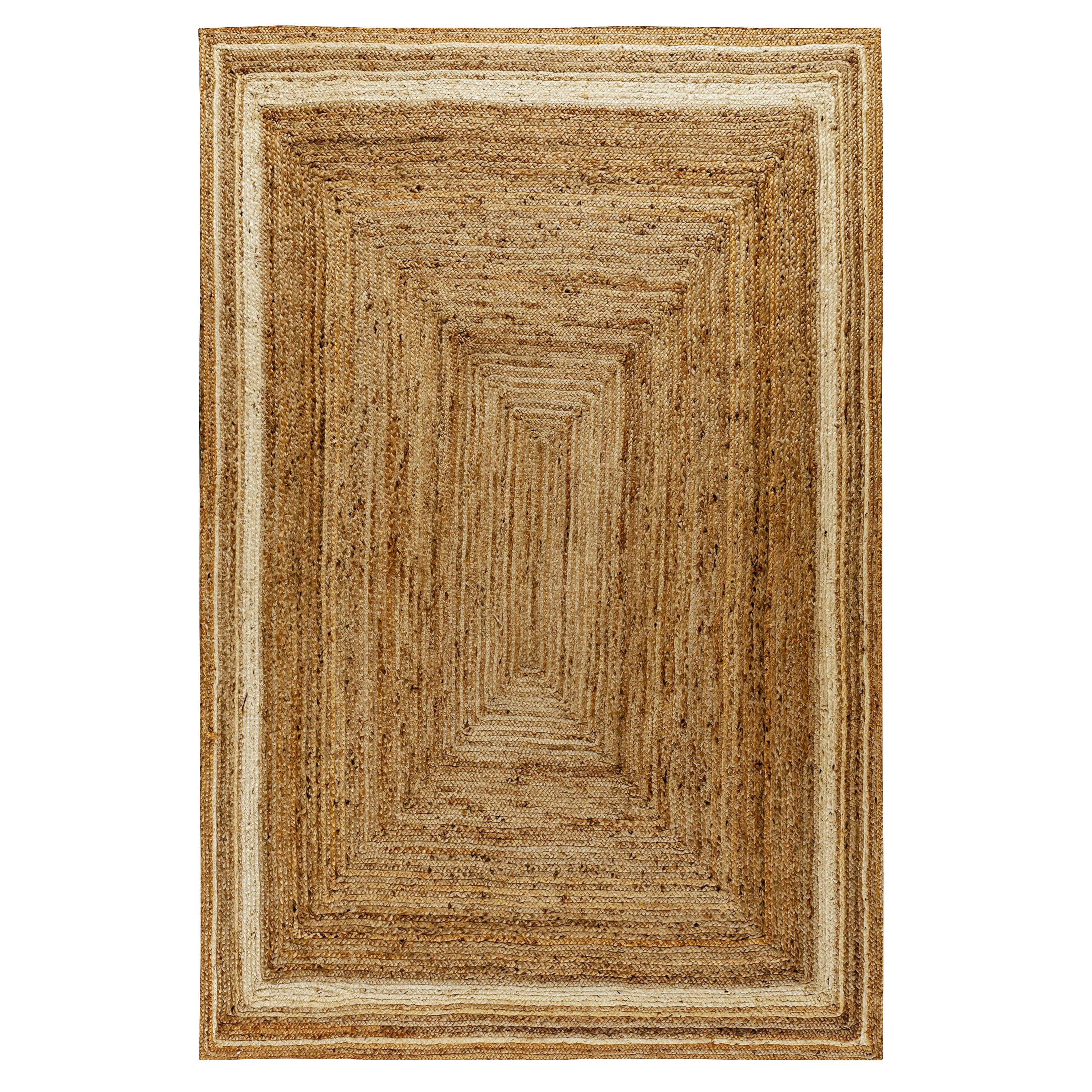 Prima Natural Fiber Jute Area Rug 8' x 10' - Braided Indoor Jute Rug - Natural Area Rugs