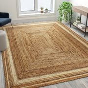 Prima Natural Fiber Jute Area Rug 8' x 10' - Braided Indoor Jute Rug - Natural Area Rugs