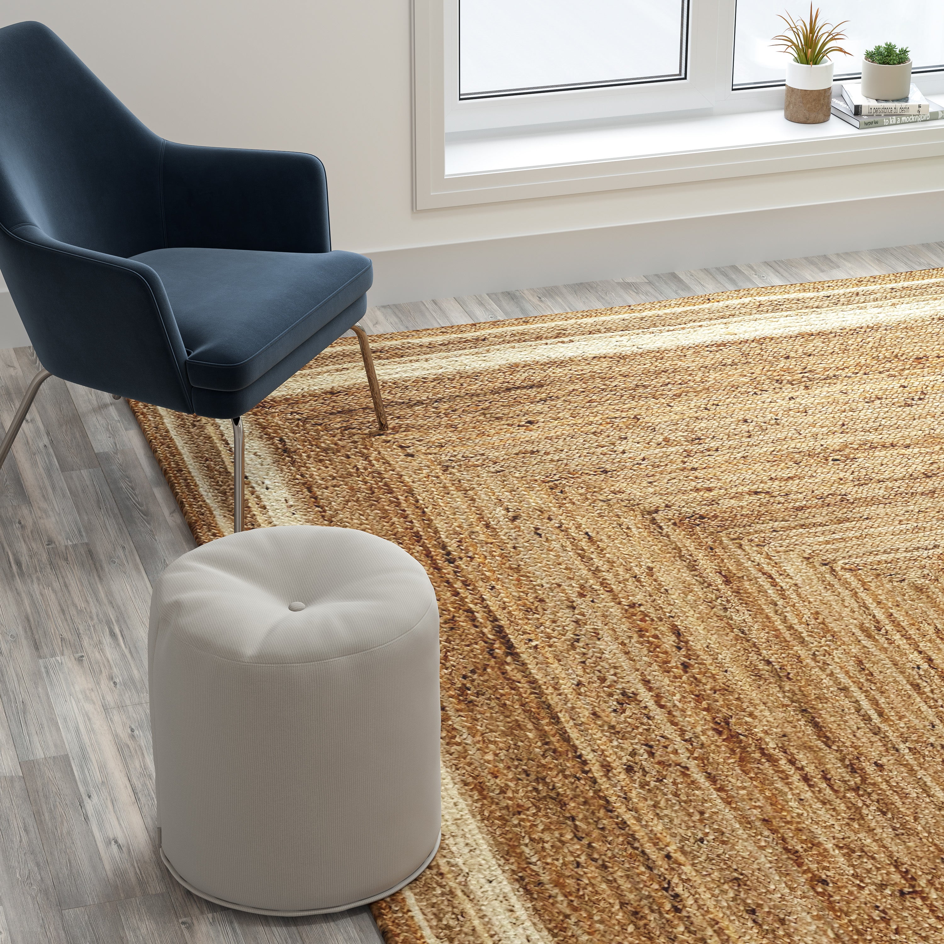 Prima Natural Fiber Jute Area Rug 8' x 10' - Braided Indoor Jute Rug - Natural Area Rugs