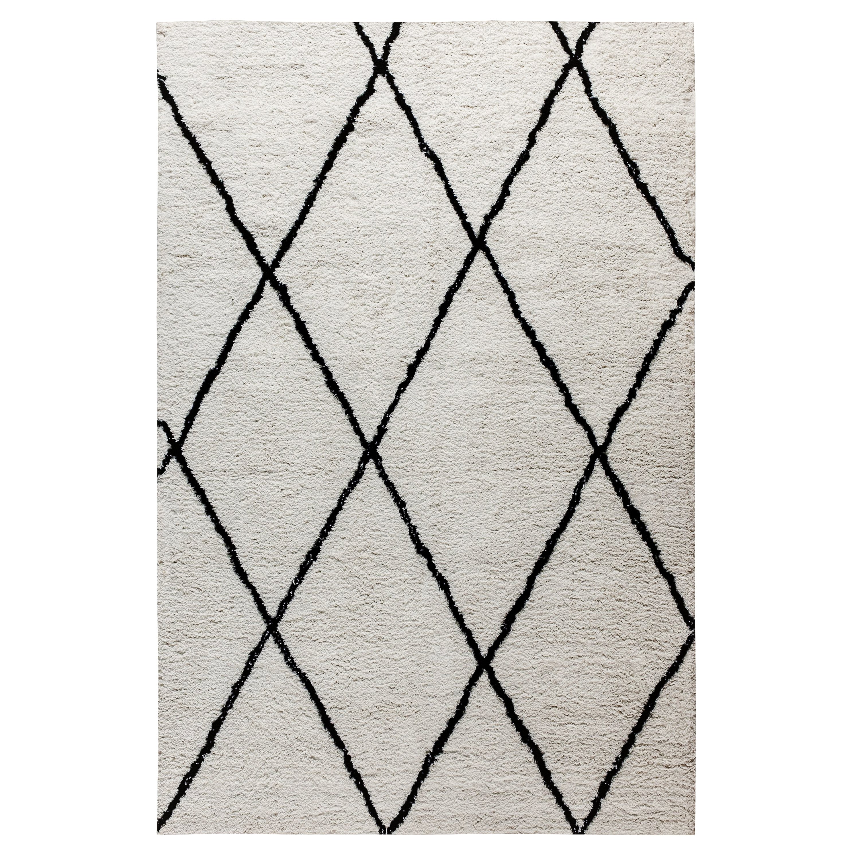 Roxy Shag Style Diamond Trellis Area Rug - 5' x 7' - Ivory