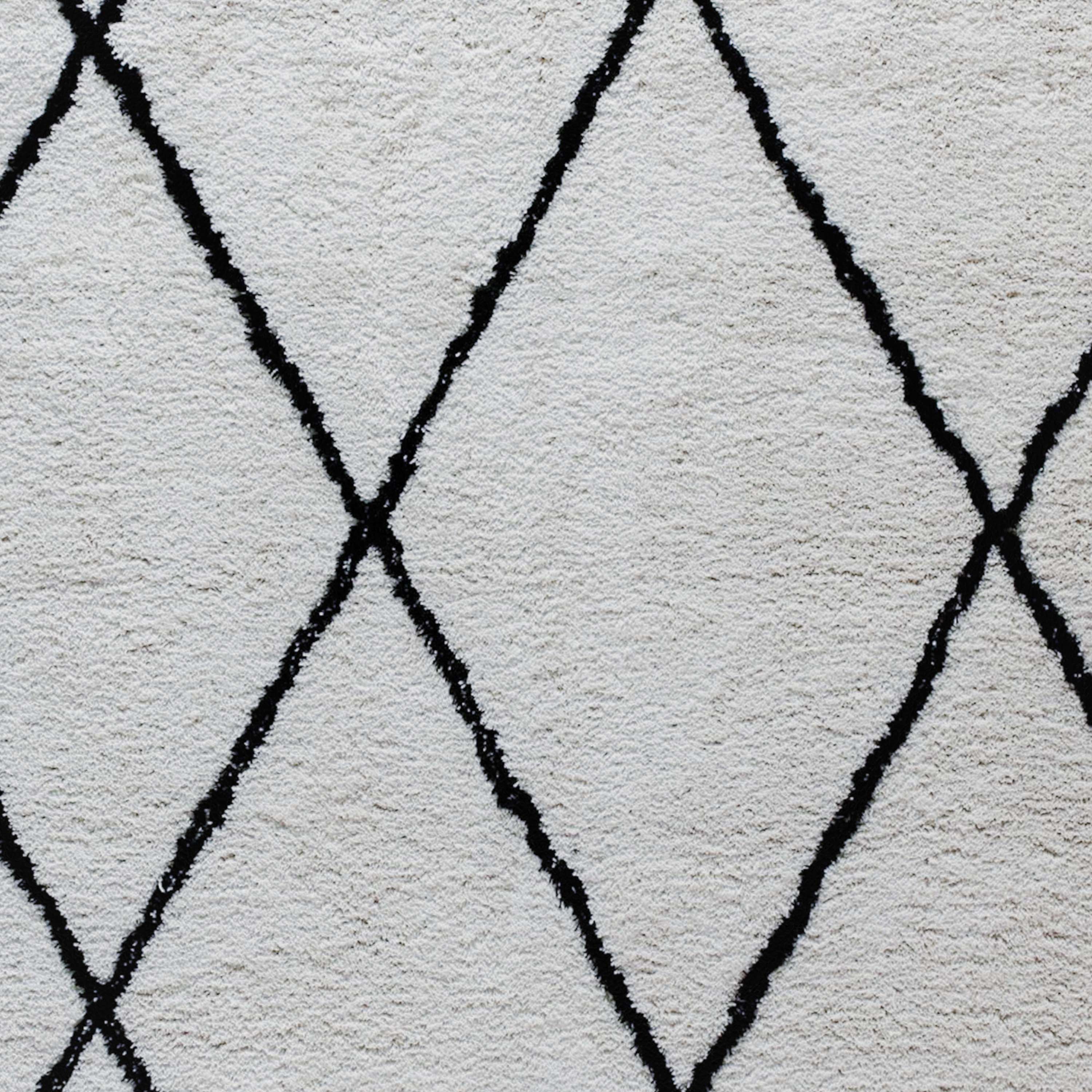 Roxy Shag Style Diamond Trellis Area Rug - 5' x 7' - Ivory
