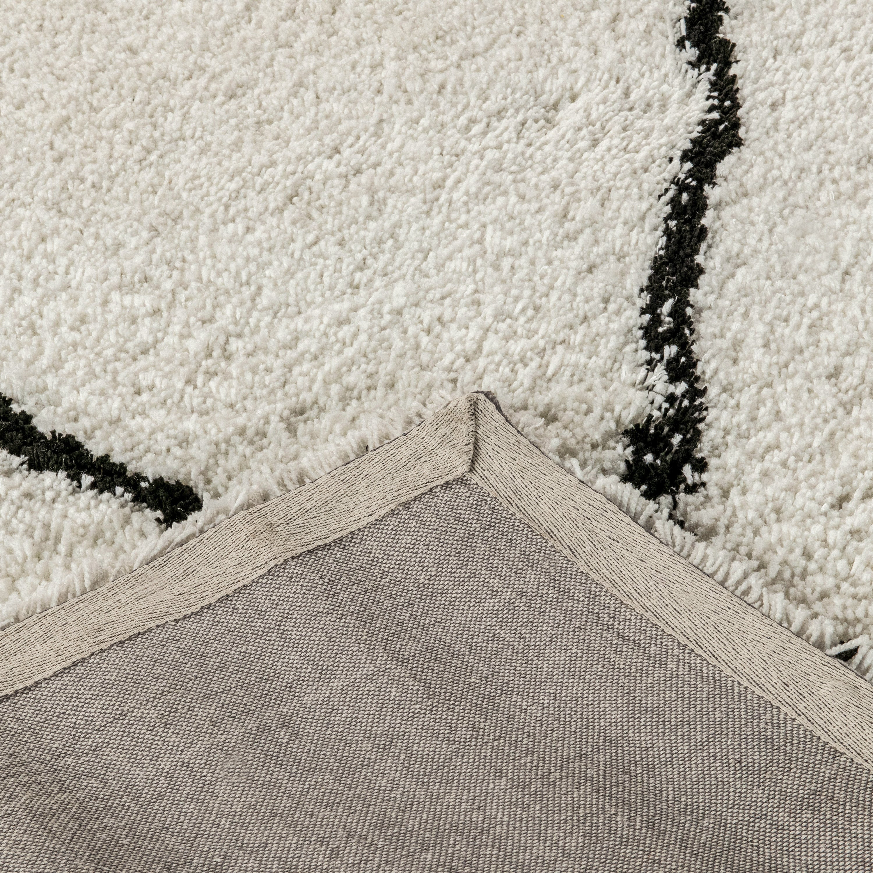 Roxy Shag Style Diamond Trellis Area Rug - 5' x 7' - Ivory