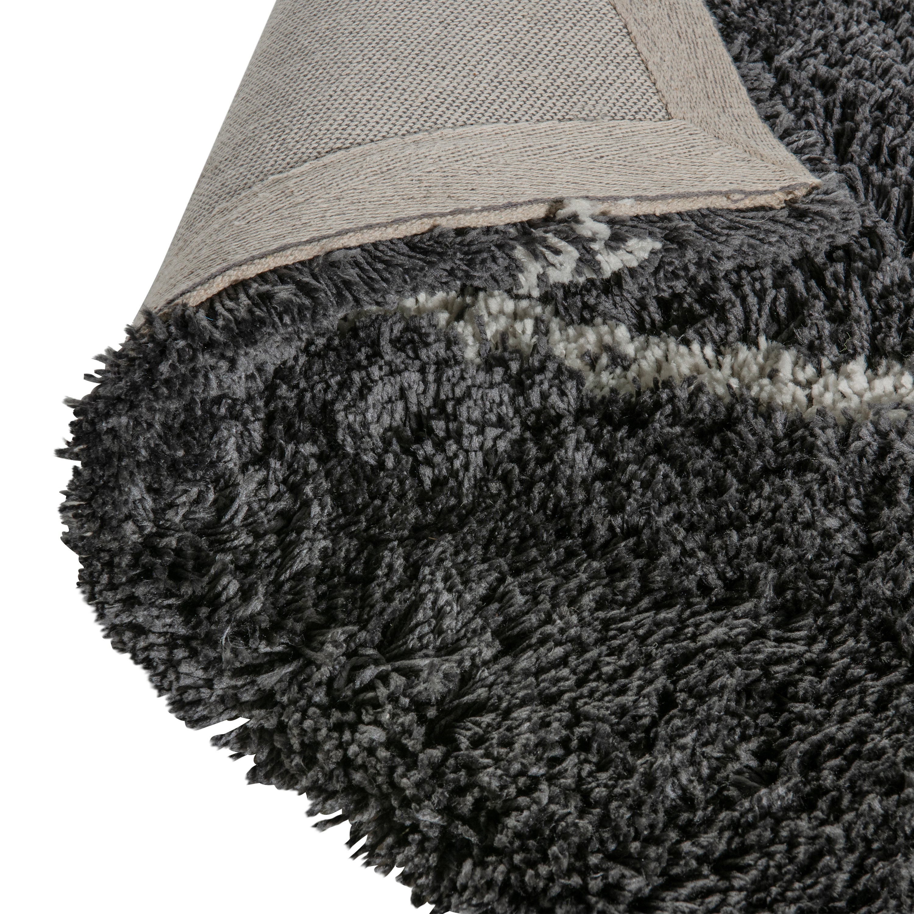 Roxy Shag Style Diamond Trellis Area Rug - 8' x 10' - Charcoal/Ivory Polyester (PET)