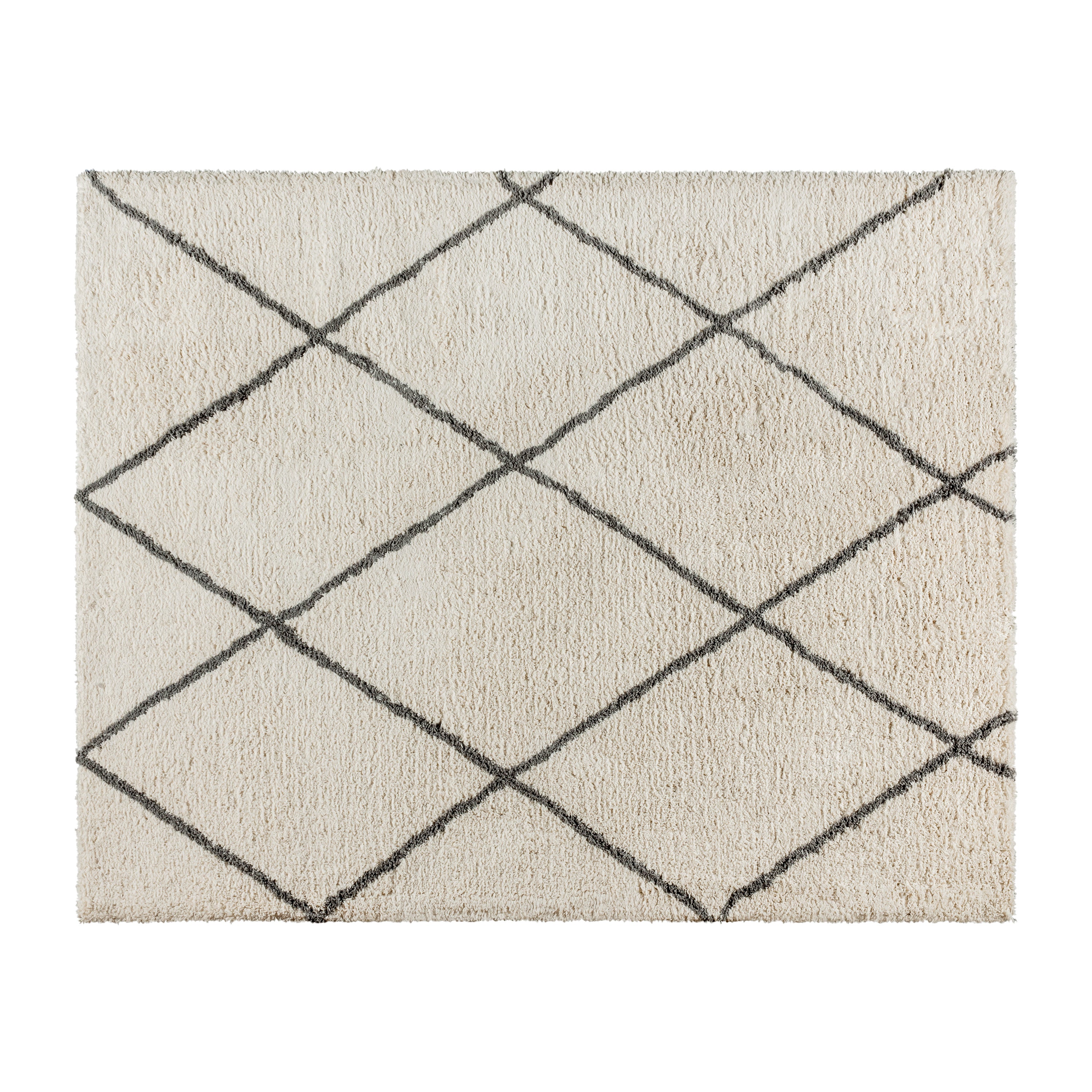 Roxy Shag Style Diamond Trellis Area Rug - 8' x 10' - Ivory/Gray Polyester (PET)