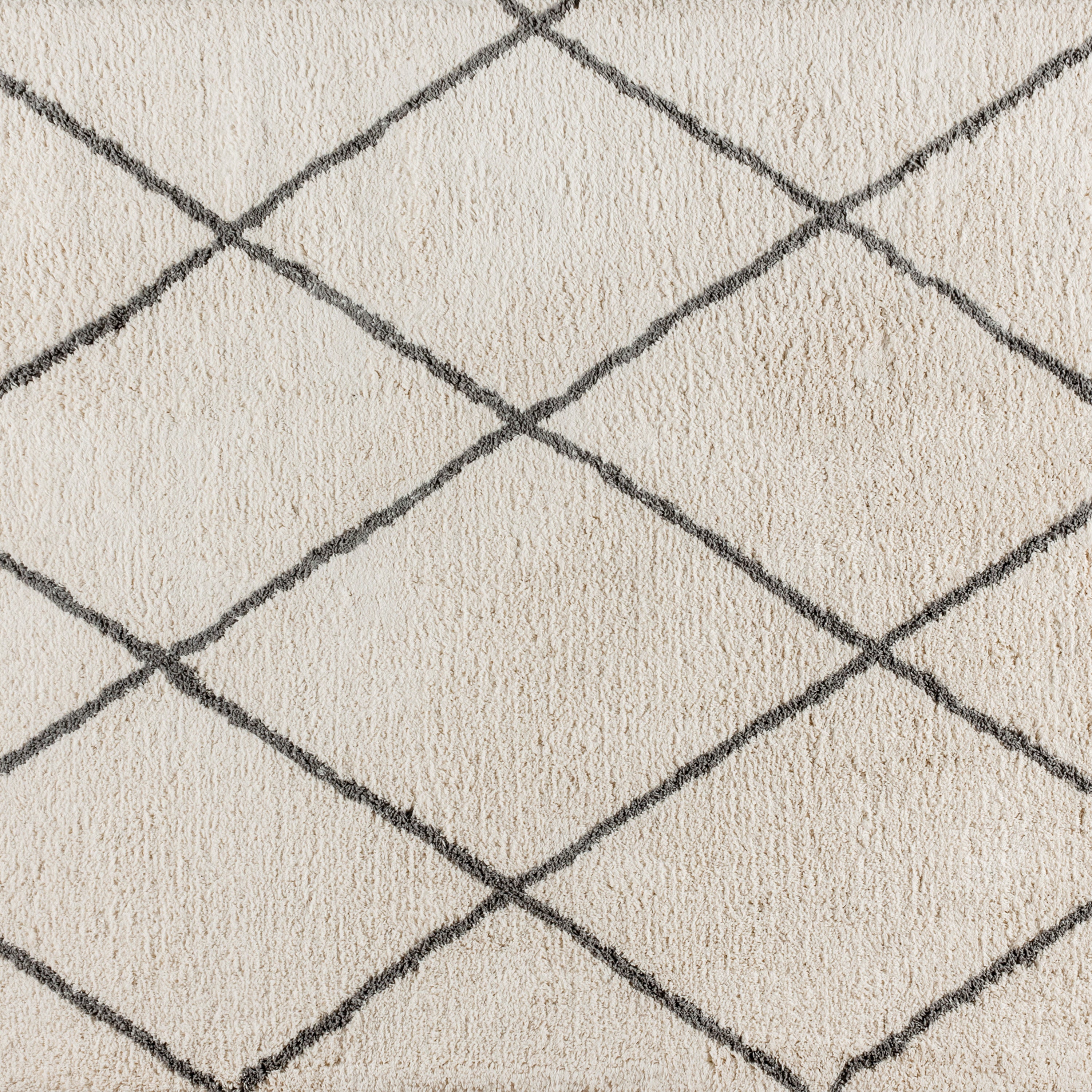 Roxy Shag Style Diamond Trellis Area Rug - 8' x 10' - Ivory/Gray Polyester (PET)