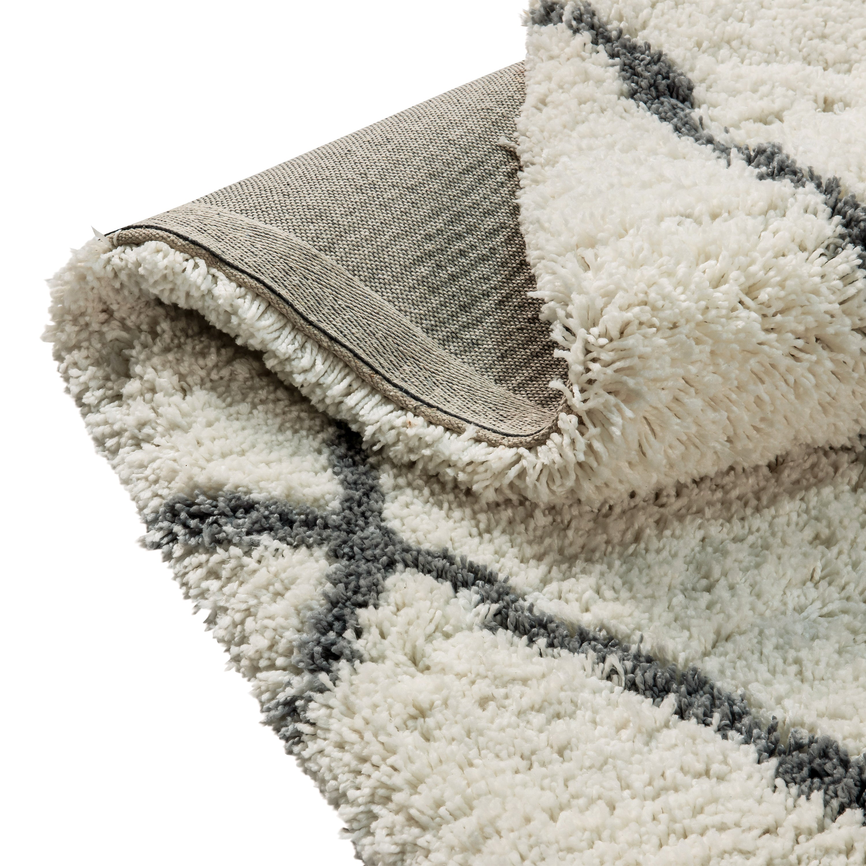 Roxy Shag Style Diamond Trellis Area Rug - 8' x 10' - Ivory/Gray Polyester (PET)