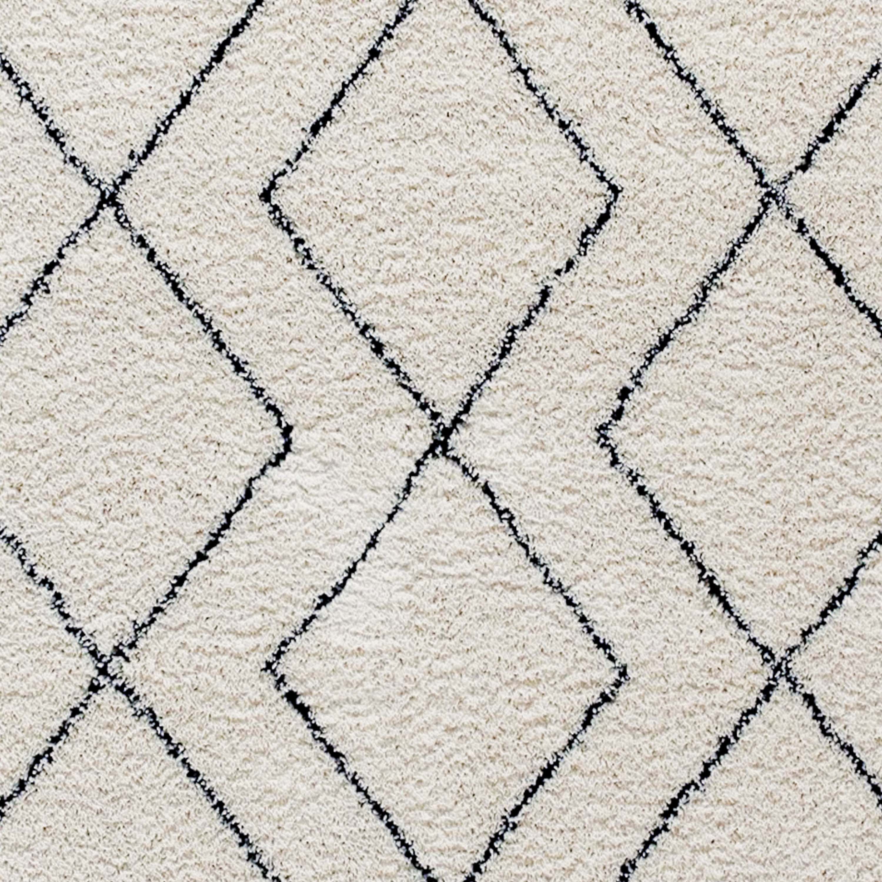 Roxy Geometric Style Bohemian Shag Area Rug - 5' x 7' - Ivory