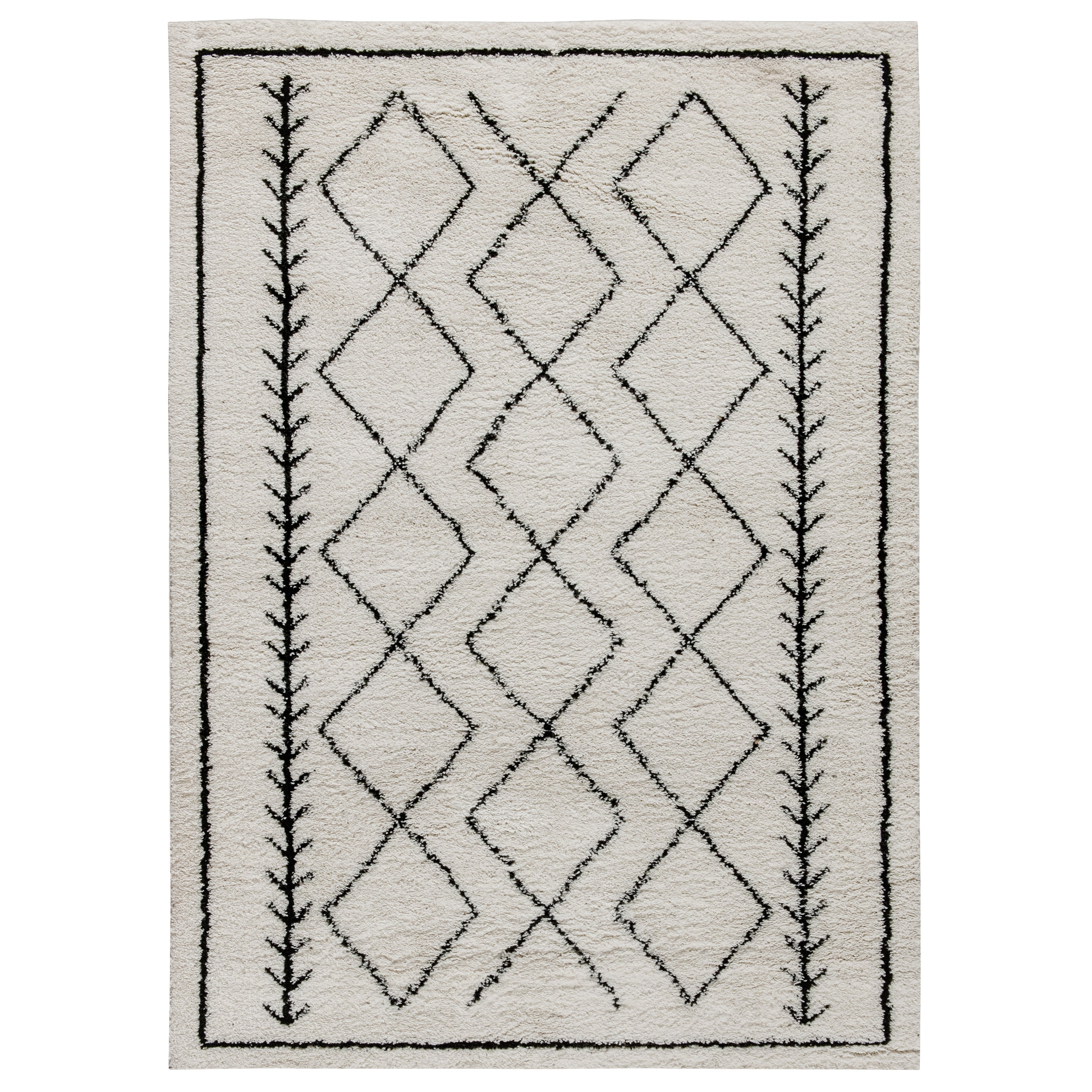 Roxy Geometric Style Bohemian Shag Area Rug - 8' x 10' - Ivory