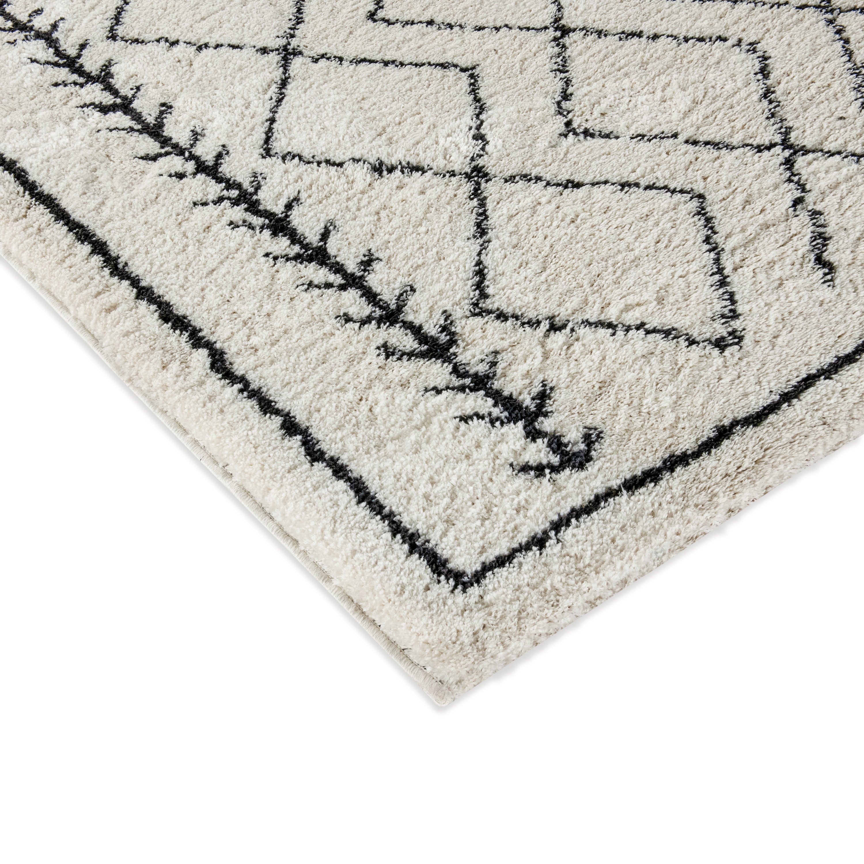 Roxy Geometric Style Bohemian Shag Area Rug - 8' x 10' - Ivory