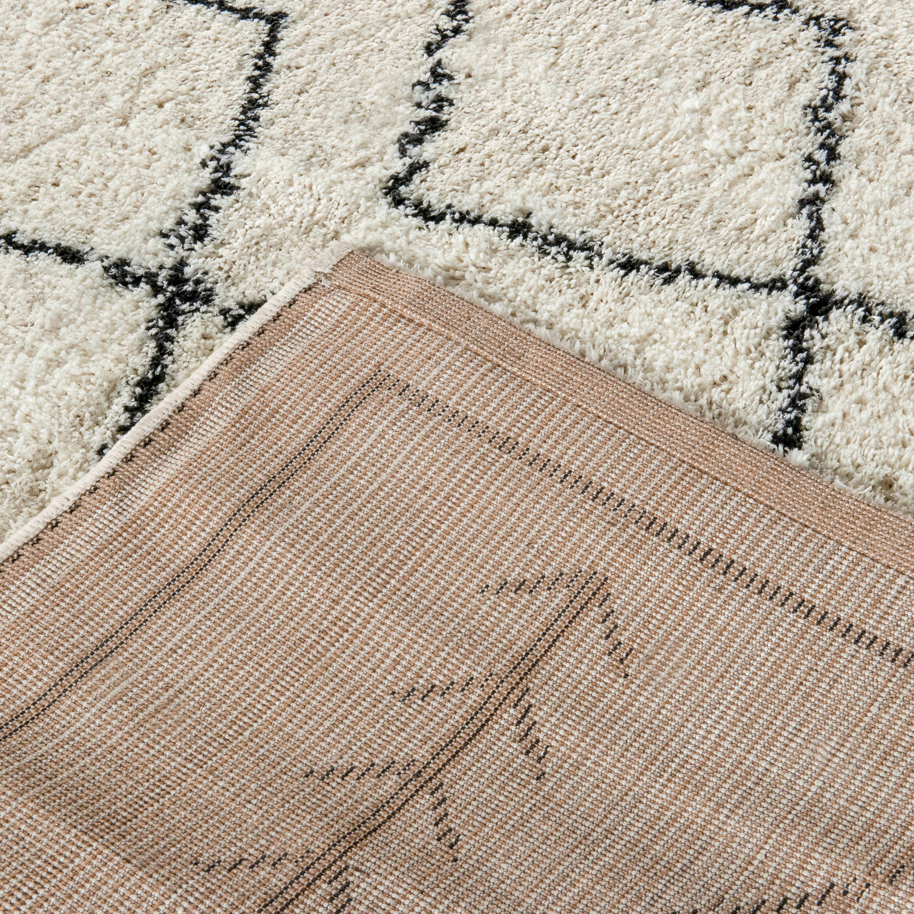 Roxy Geometric Style Bohemian Shag Area Rug - 8' x 10' - Ivory