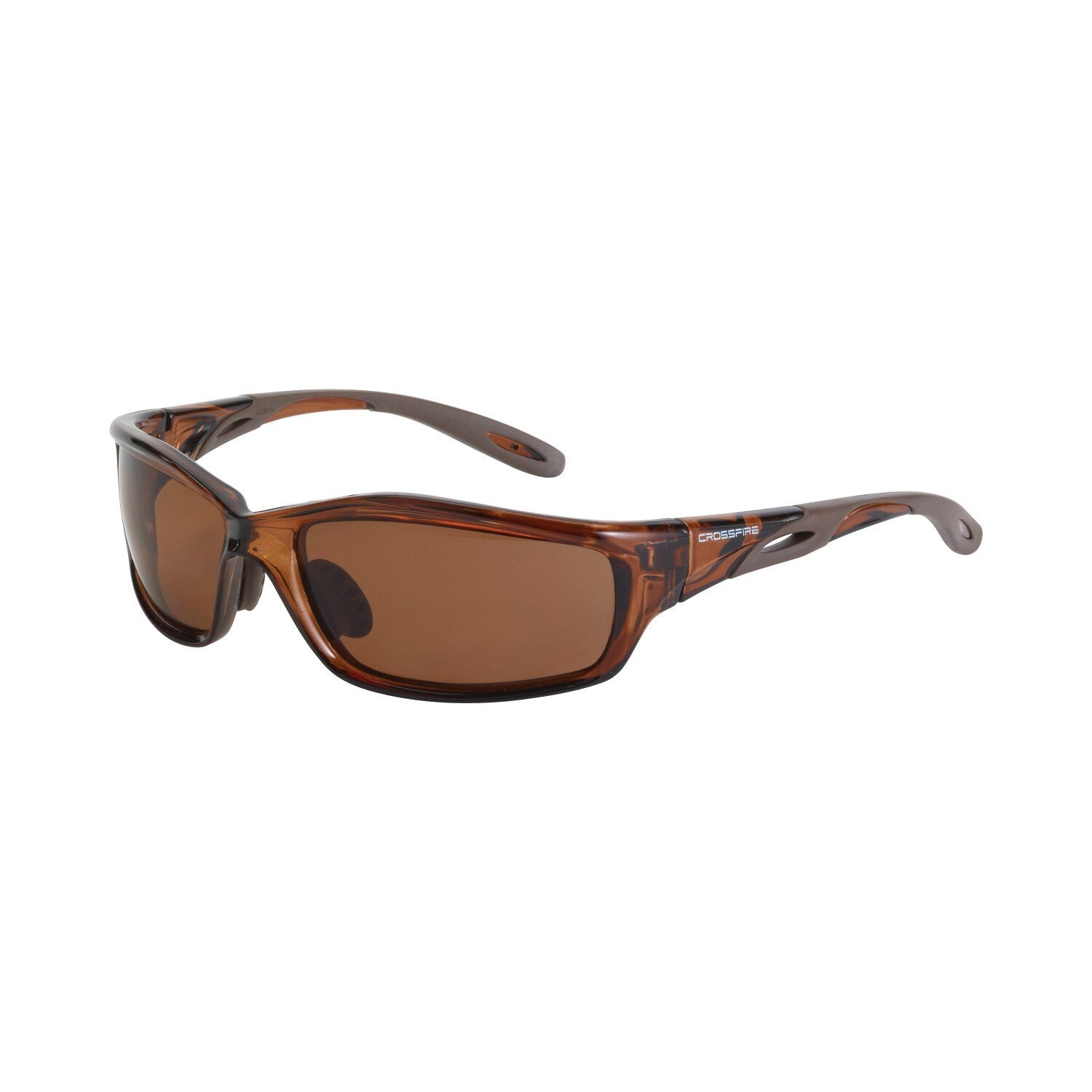 Crossfire by Radians - Infinity Full Frame Safety Eyewear, Frame Color: Crystal Brown, Lens: High Definition Brown, Polarized: Yes