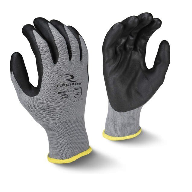 RWG13C-L Radians, Coated Work Gloves, Gray/Black, Large, 15 Gauge