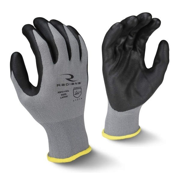 RWG13C-XXL Radians, Coated Work Gloves, Gray/Black, 2X-Large, 15 Gauge