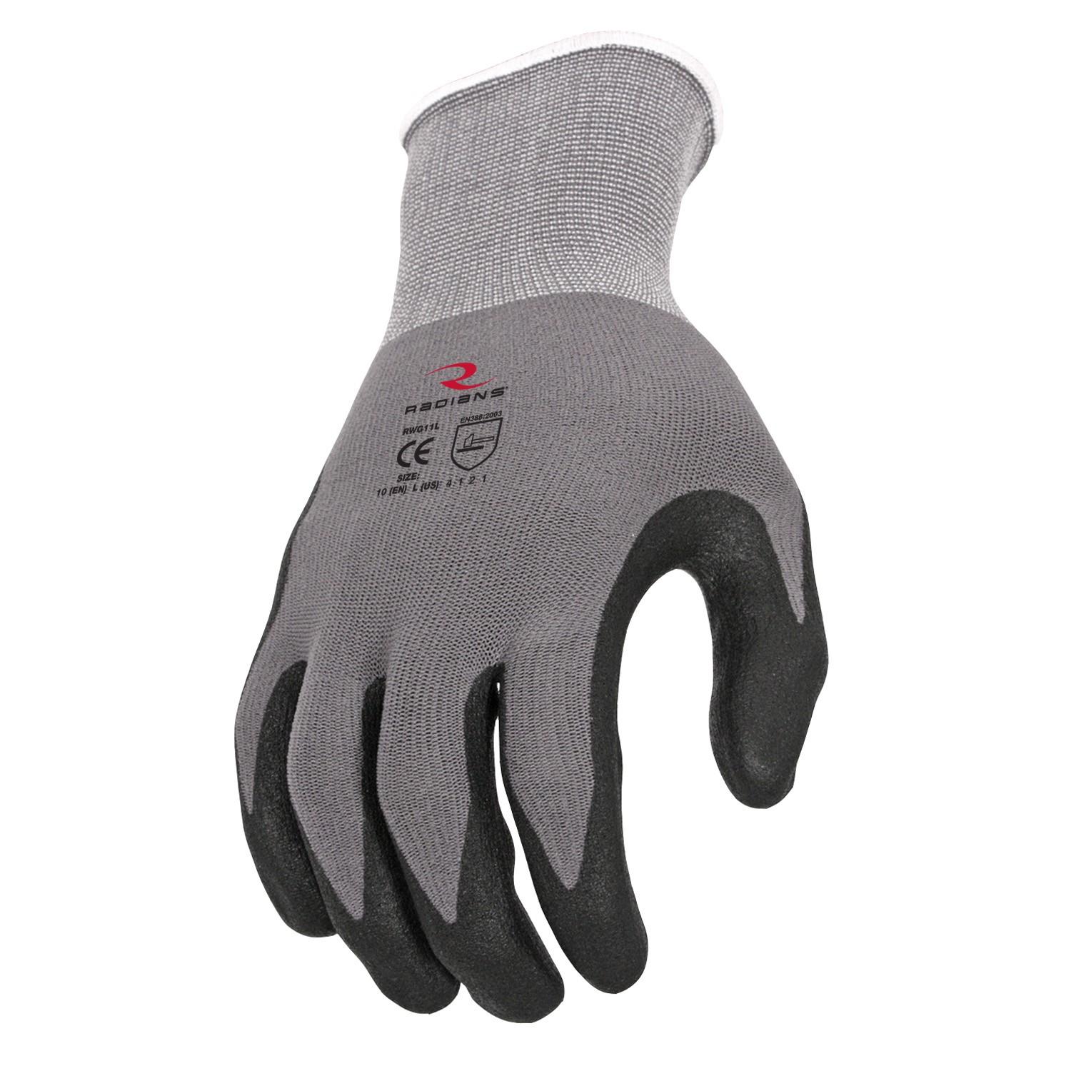 Radians - Foam Dipped Nitrile Work Gloves, Size: Large