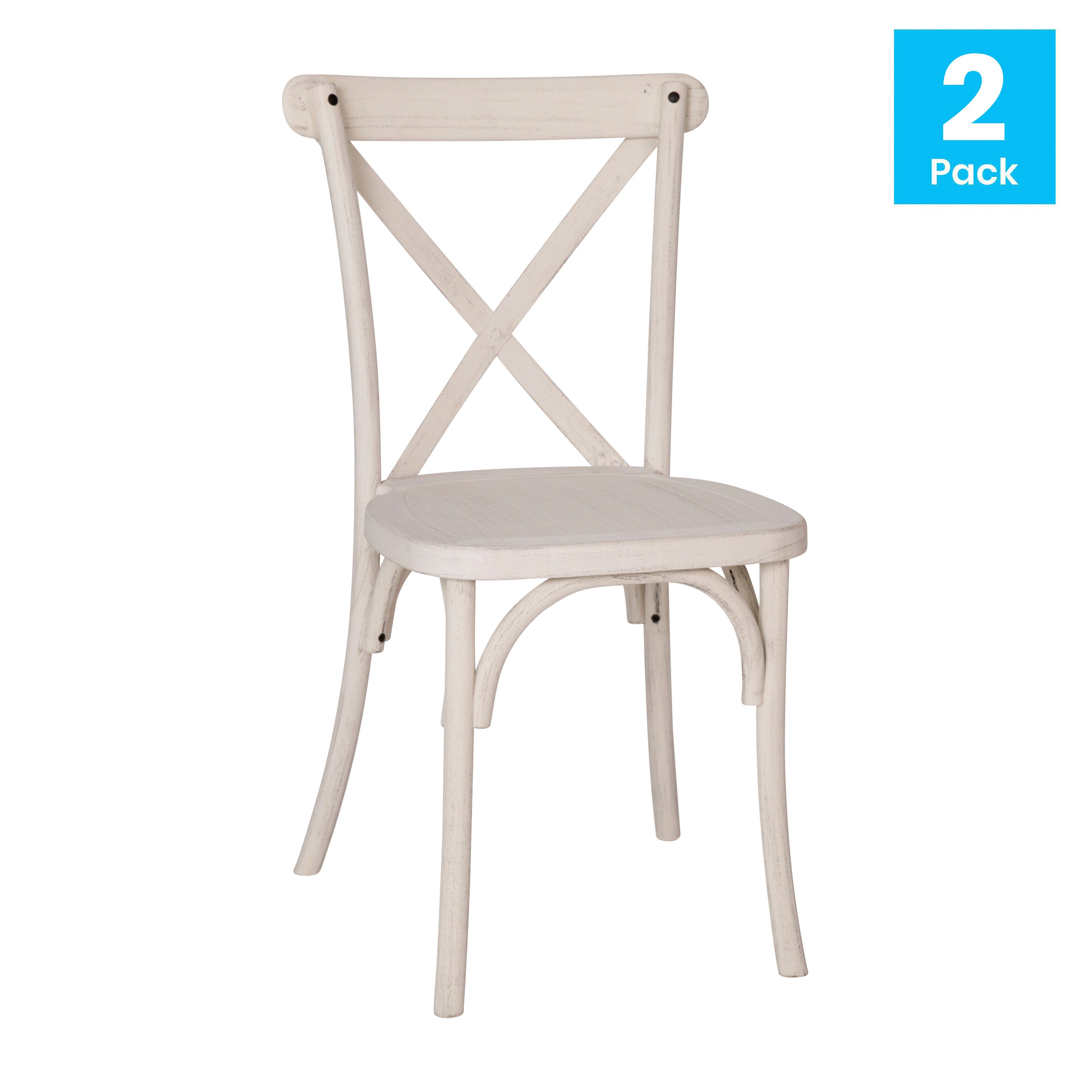 2-pack Advantage White Resin X-Back Chair
