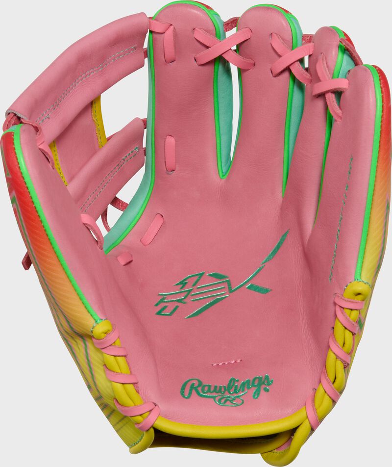 Rawlings Rev1X Series 11.5-Inch Baseball Glove - Right Hand Thrower - Pink/Yellow