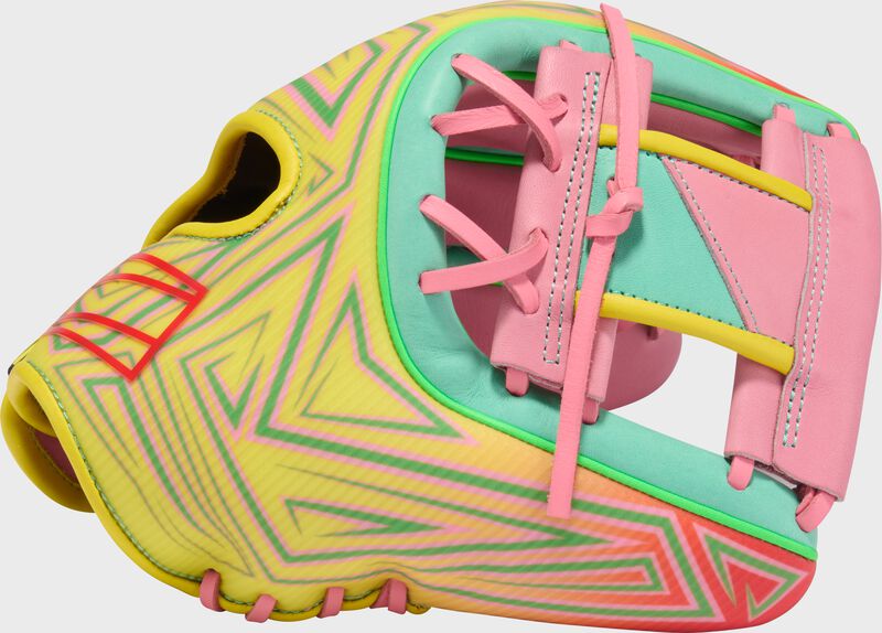 Rawlings Rev1X Series 11.5-Inch Baseball Glove - Right Hand Thrower - Pink/Yellow