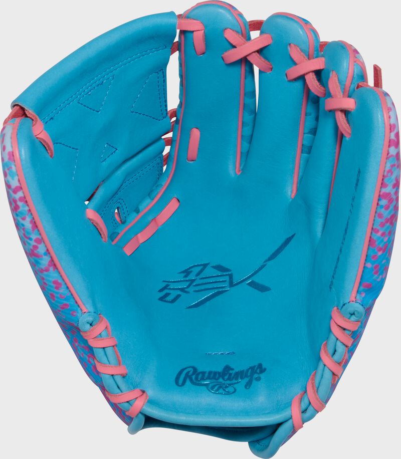 Rawlings Rev1X Series 11.75-Inch Baseball Glove - Right Hand Thrower - Columbia Blue/Pink