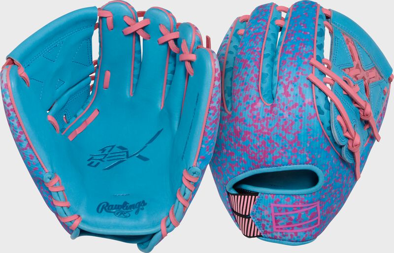 Rawlings Rev1X Series 11.75-Inch Baseball Glove - Left Hand Thrower - Columbia Blue/Pink